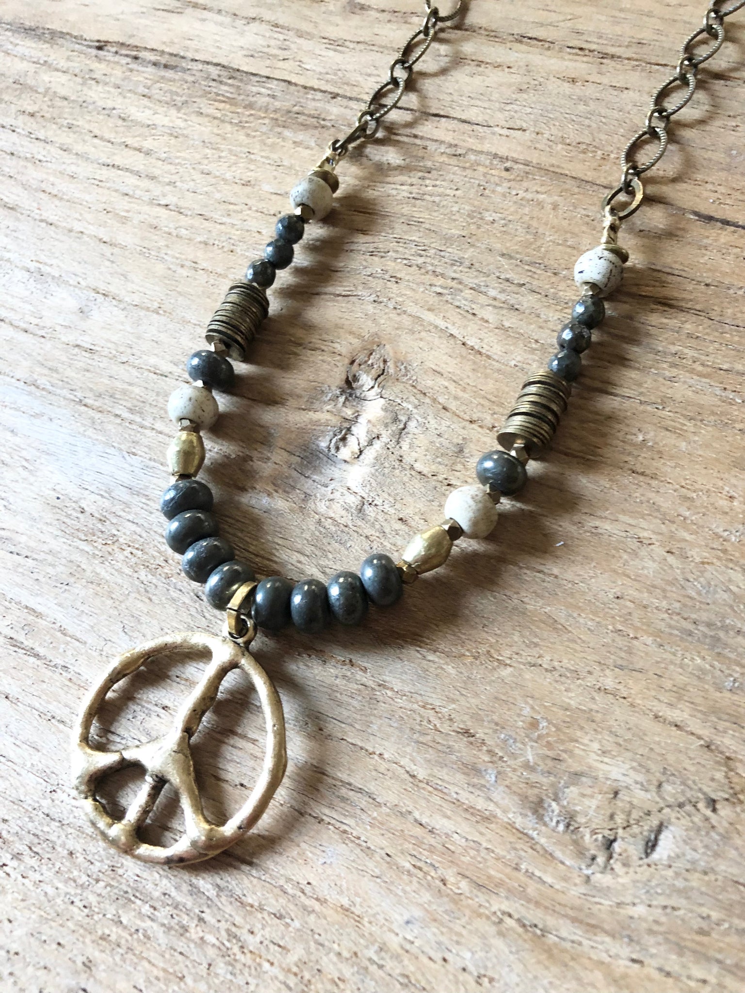Funky Pyrite Peace Necklace