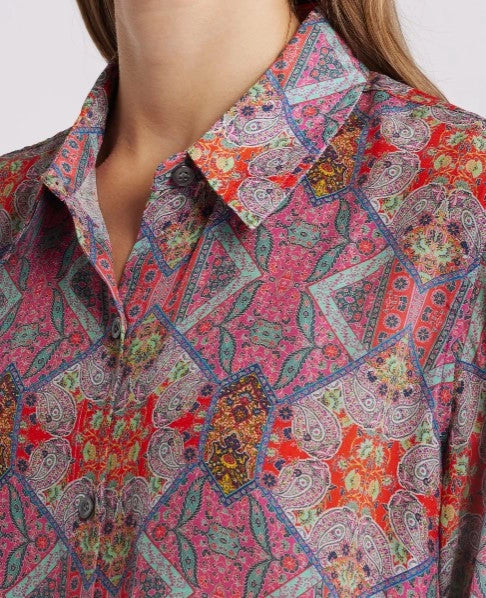 APNY Pink Paisley Button Up Blouse