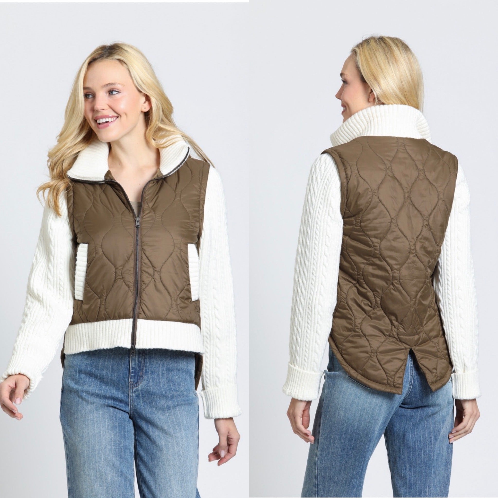 APNY Sweater Sleeve Puffer Jacket