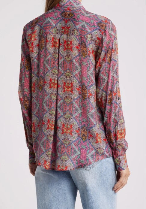 APNY Pink Paisley Button Up Blouse