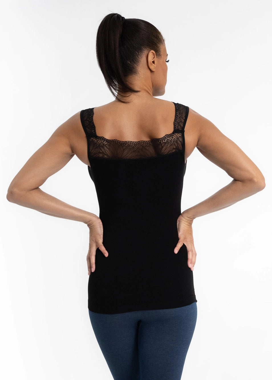 Elietian lace inset reversible layering top