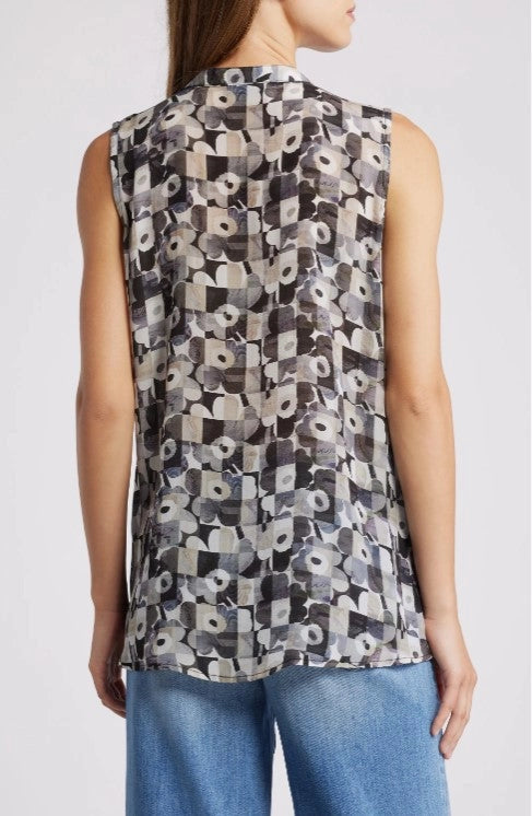 APNY Neutral Flower Sleeveless Blouse