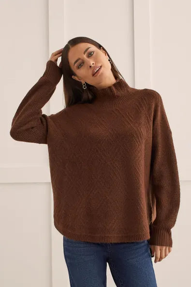 TRBL Textured Mock Neck Sweater