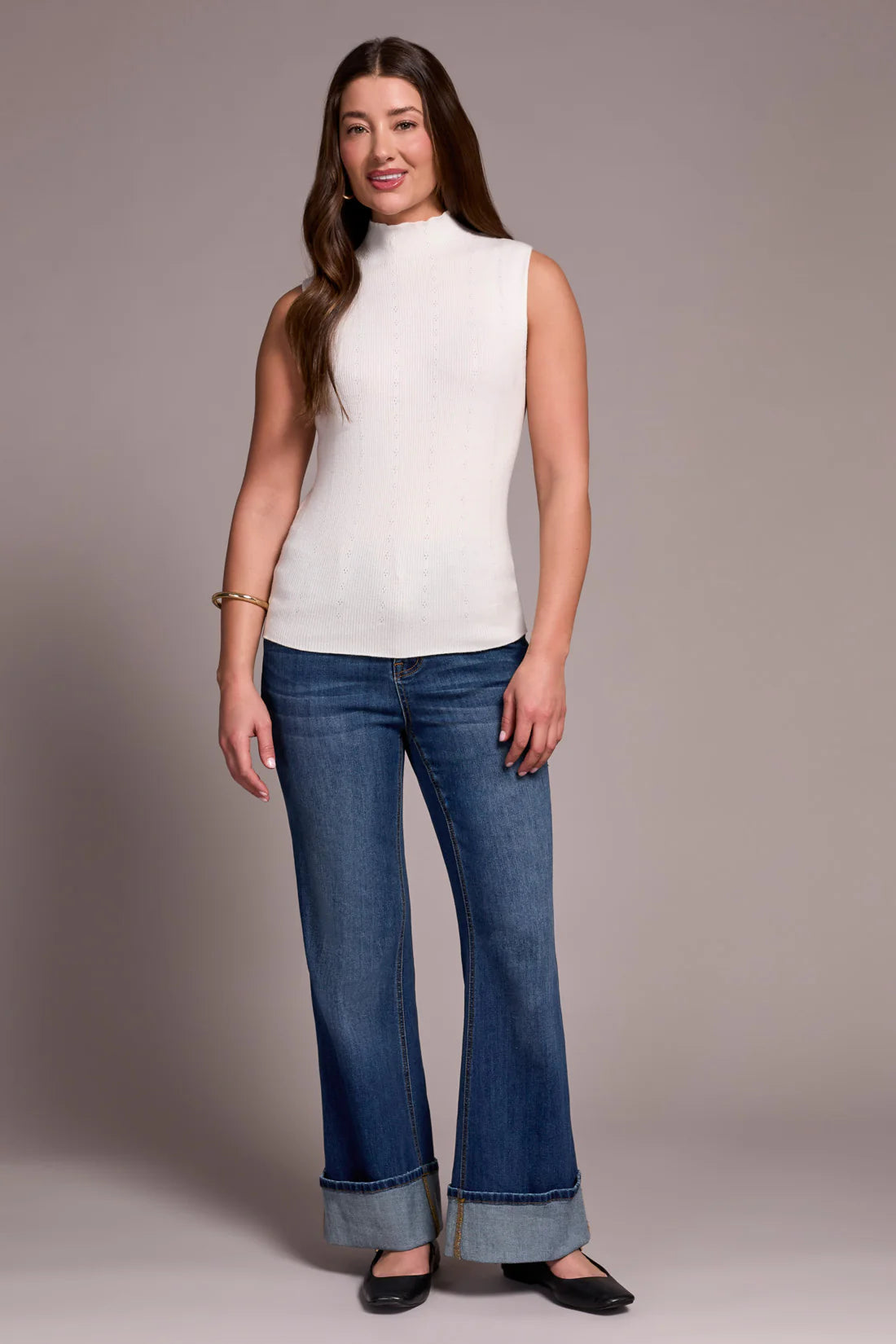 TRBL Textured Sleeveless Mockneck