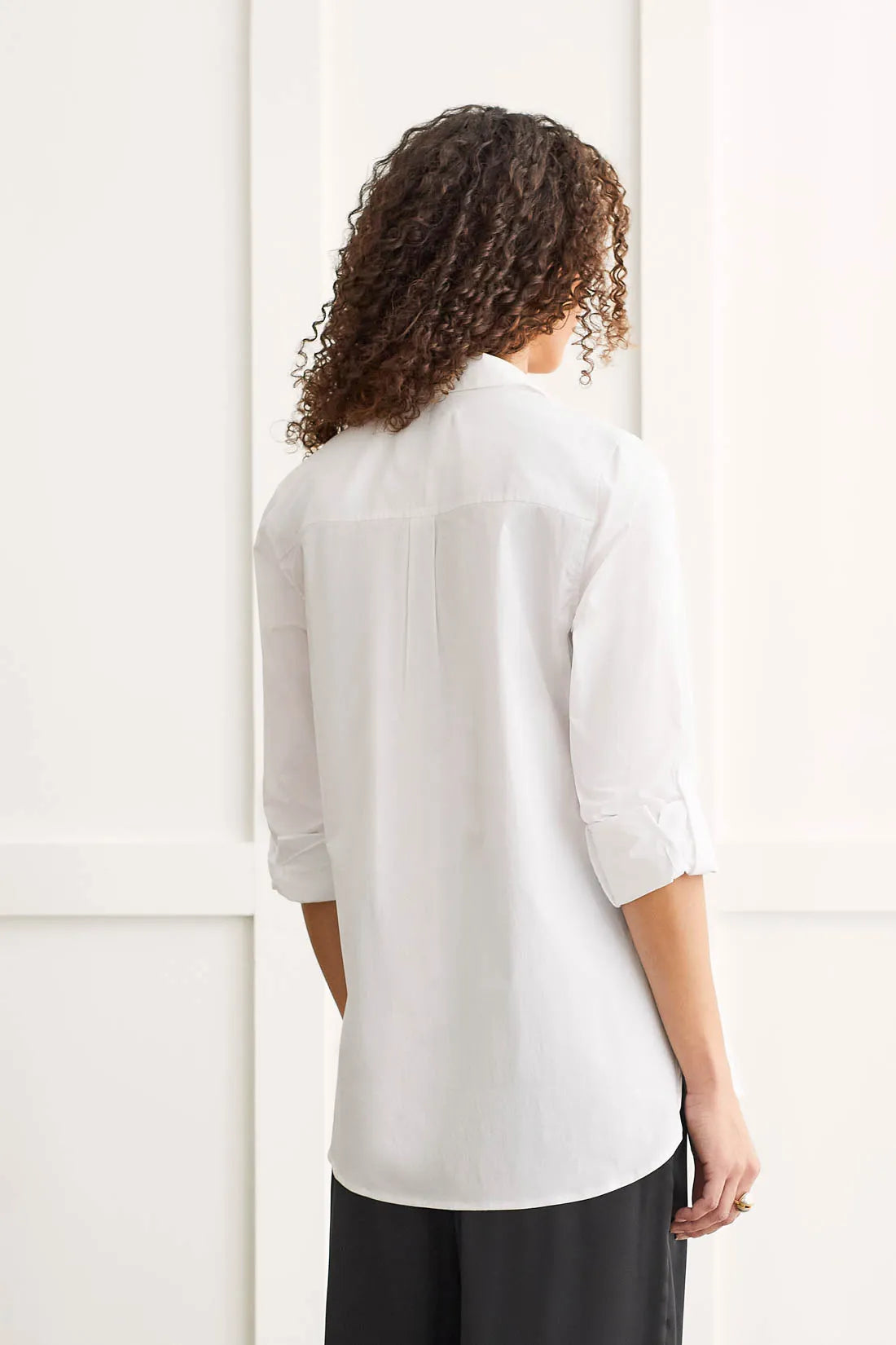 TRBL “ THE Shirt” Classic White Button Up Blous