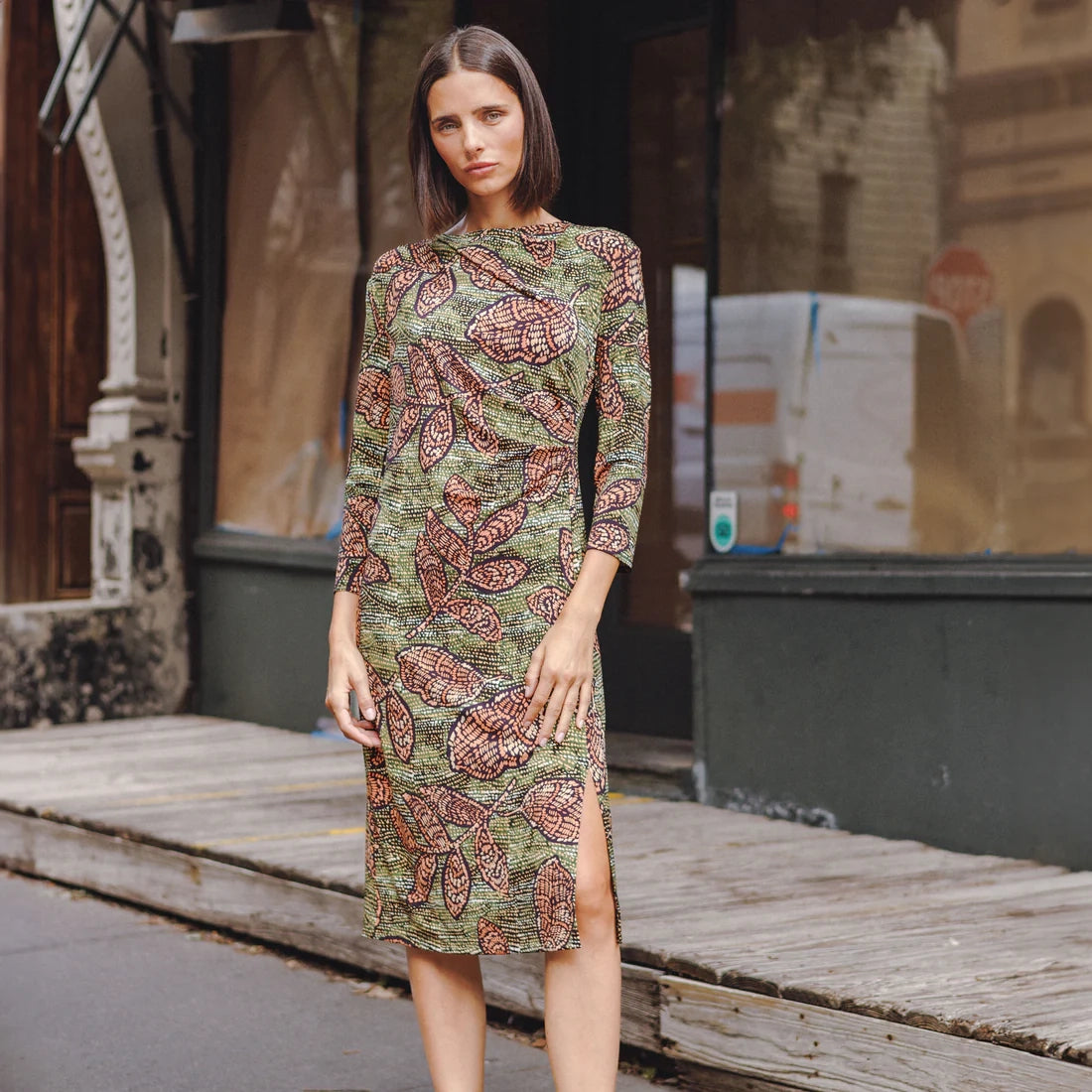 Clara Sun Woo Mosaic Leaves Dress