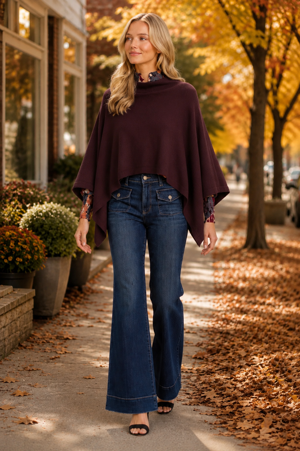 LBM High Neck Cape Poncho Top