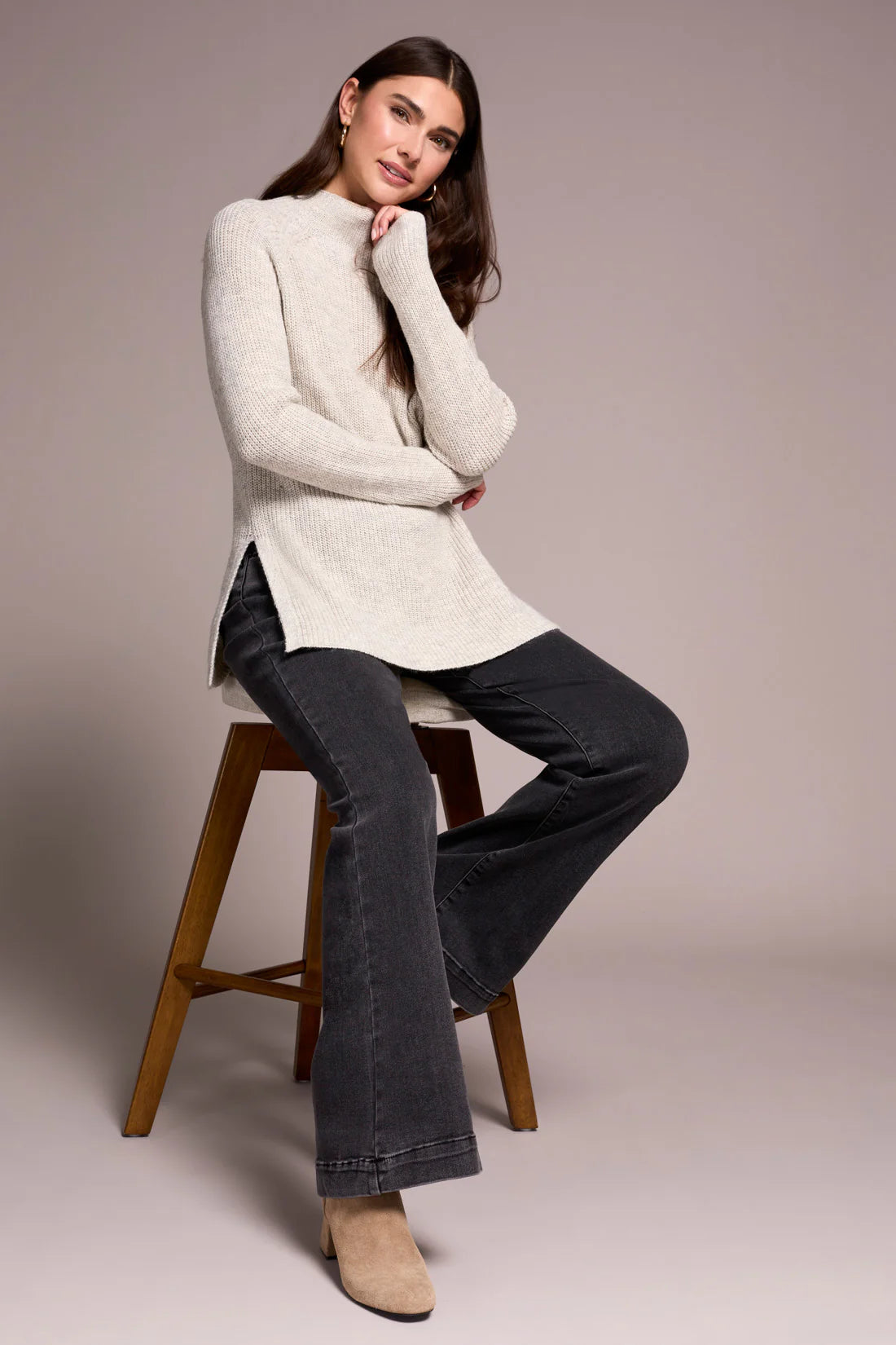 TRBL Heathered Sweater with side slits