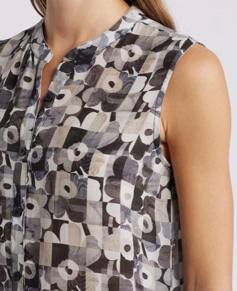 APNY Neutral Flower Sleeveless Blouse