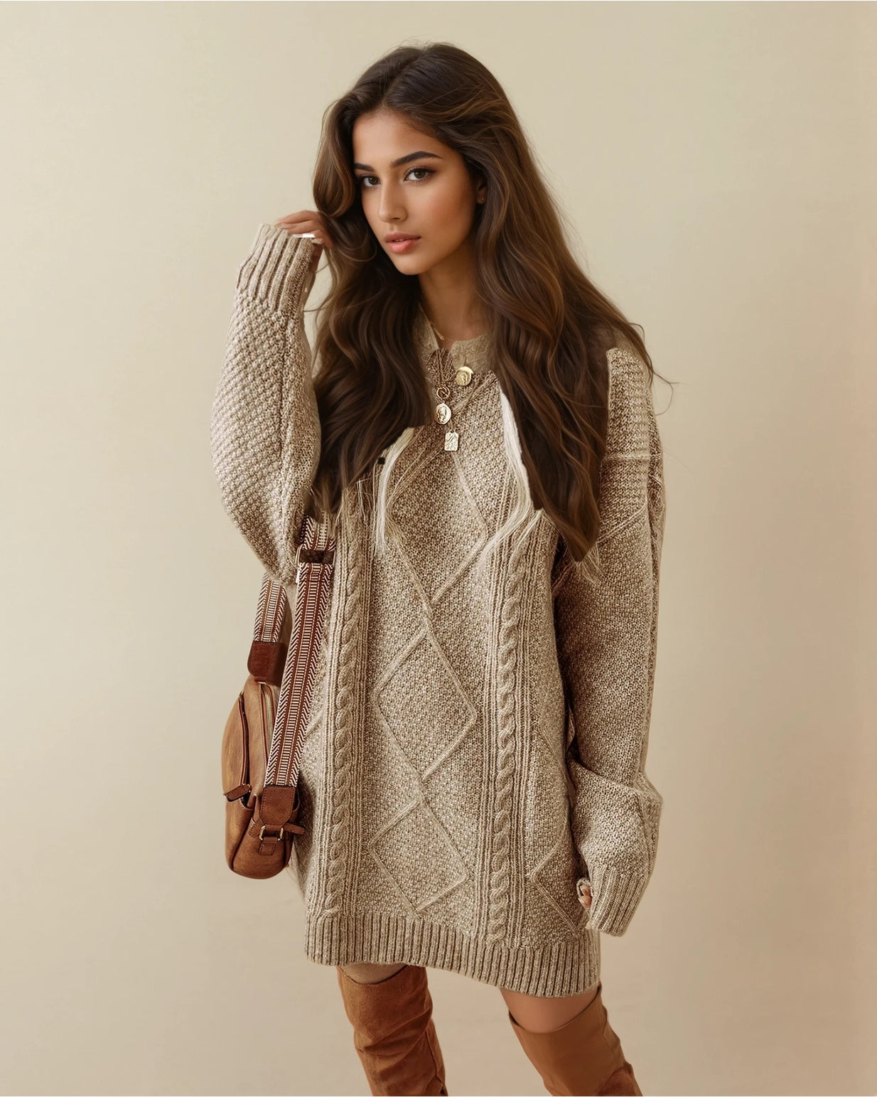 INDIE Cable Knit Sweater Dress