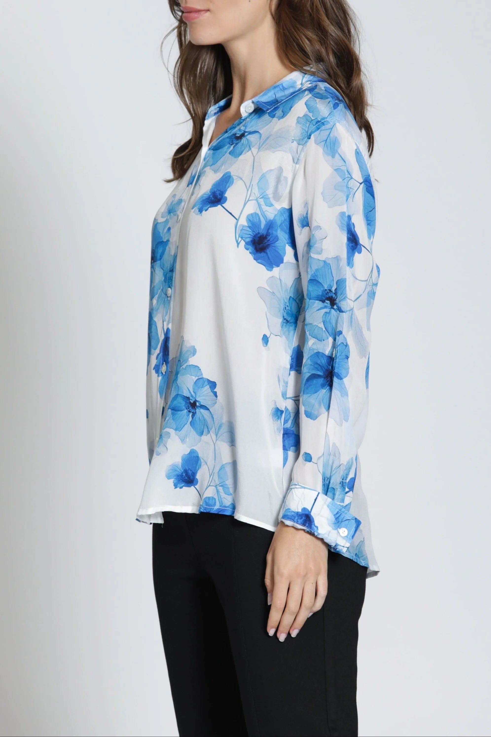 APNY Sky Bloom Button Up Blouse