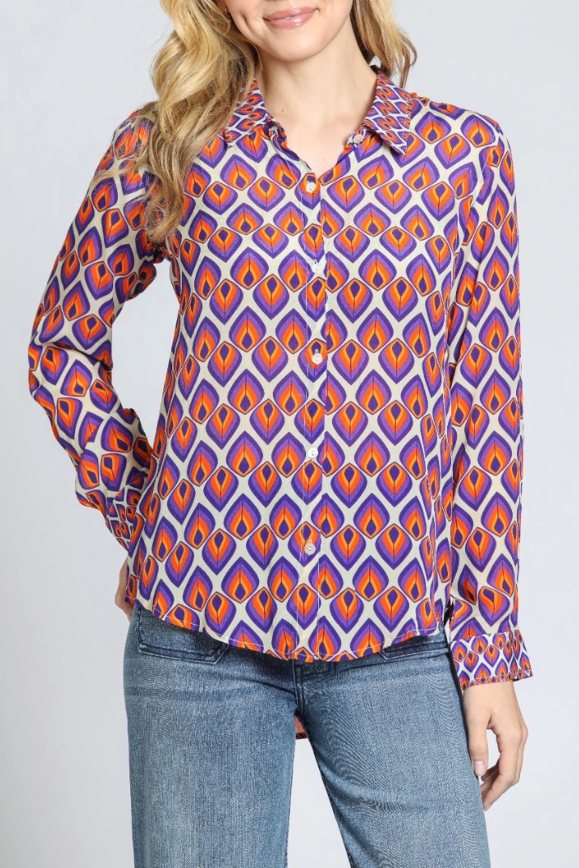 APNY Modern Geo Print Blouse