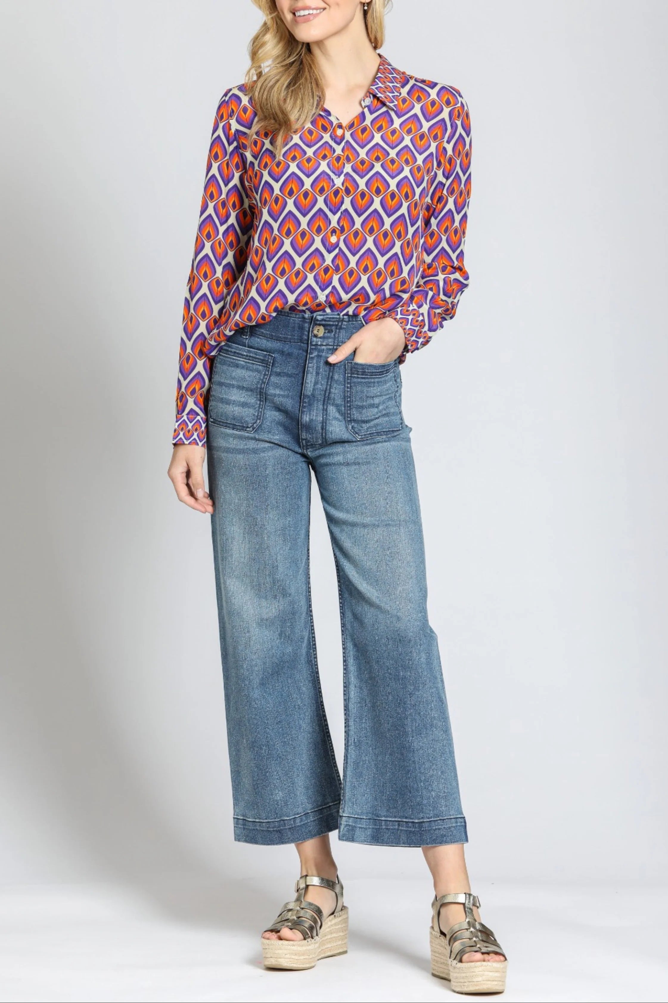 APNY Modern Geo Print Blouse