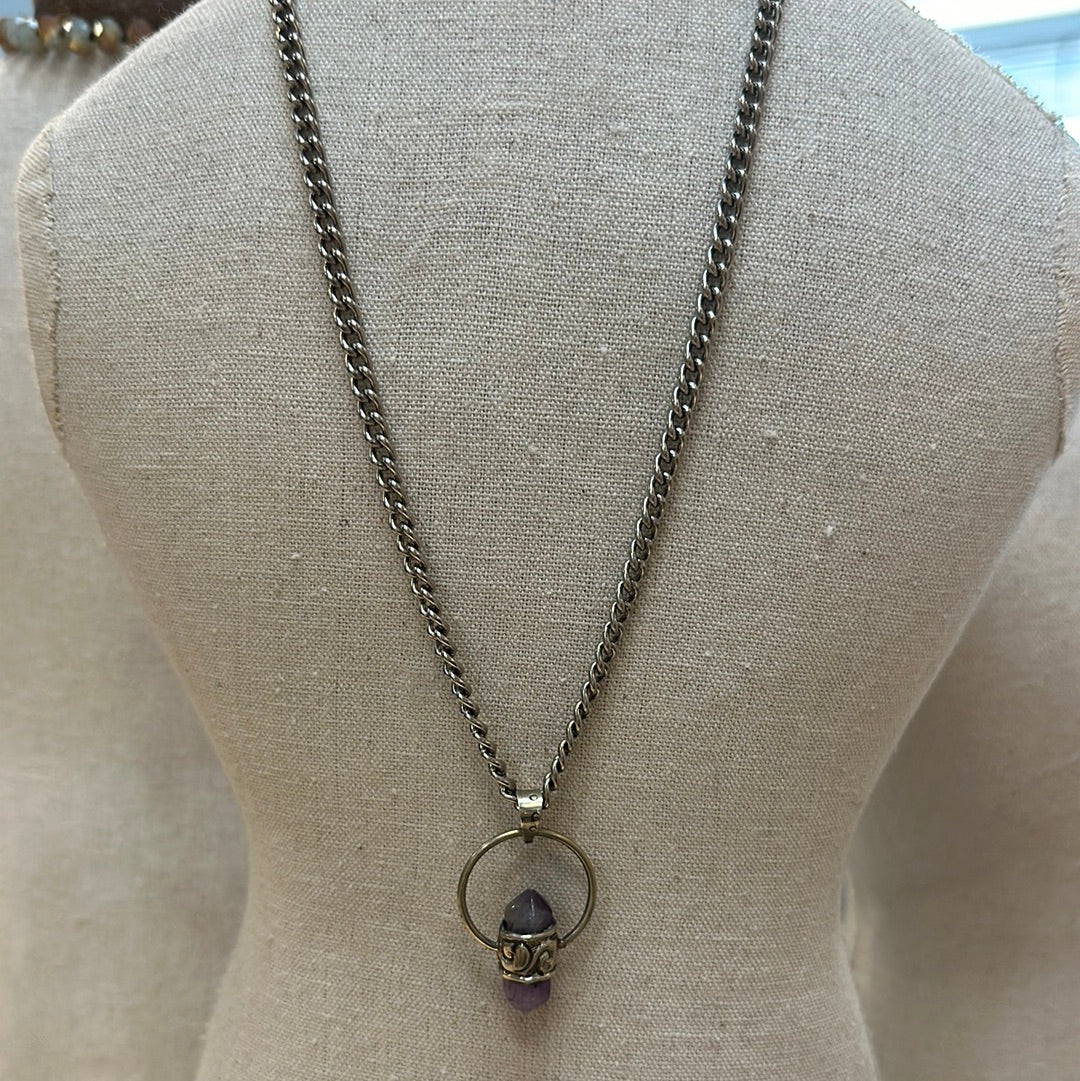 Belle Amethyst Necklace on silver chain