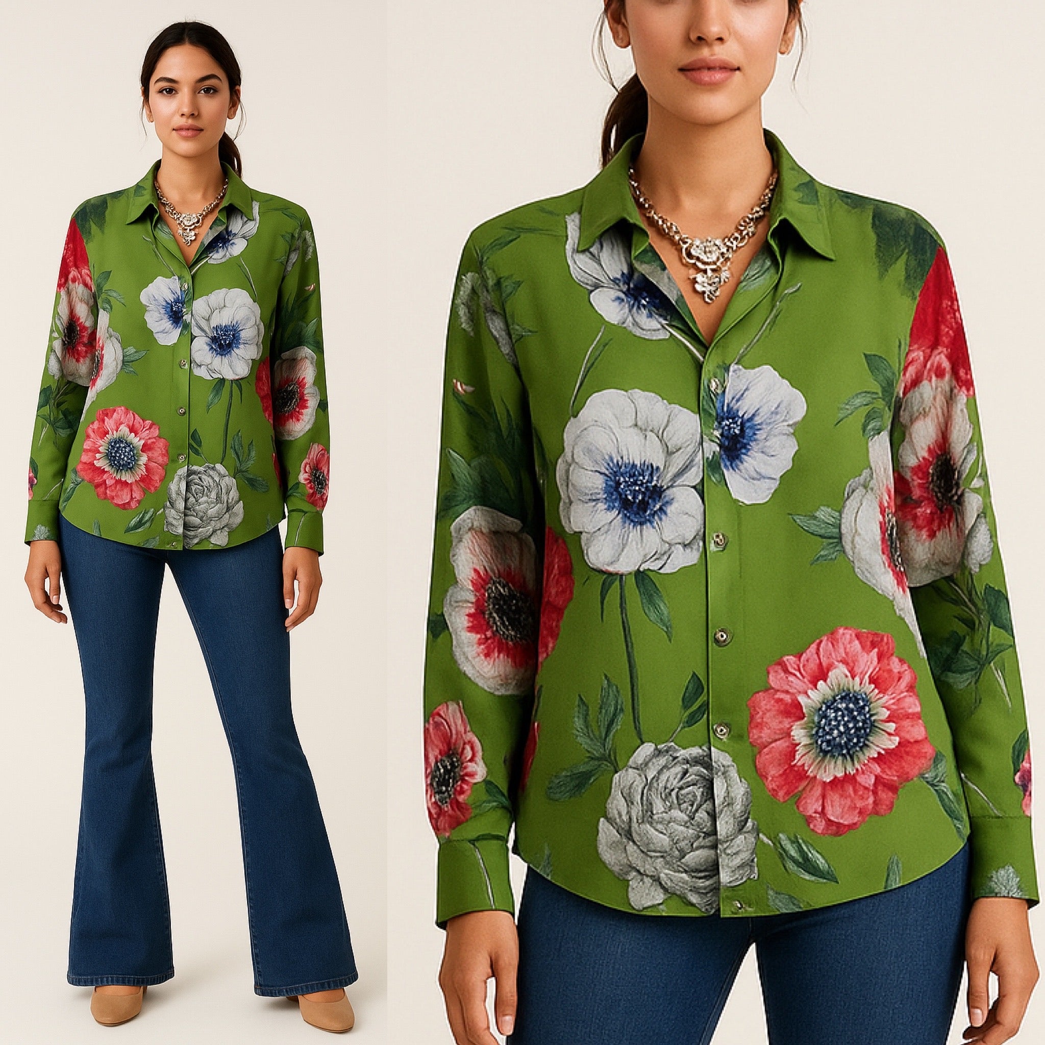 APNY Green Floral Blouse----j.jules EXCLUSIVE
