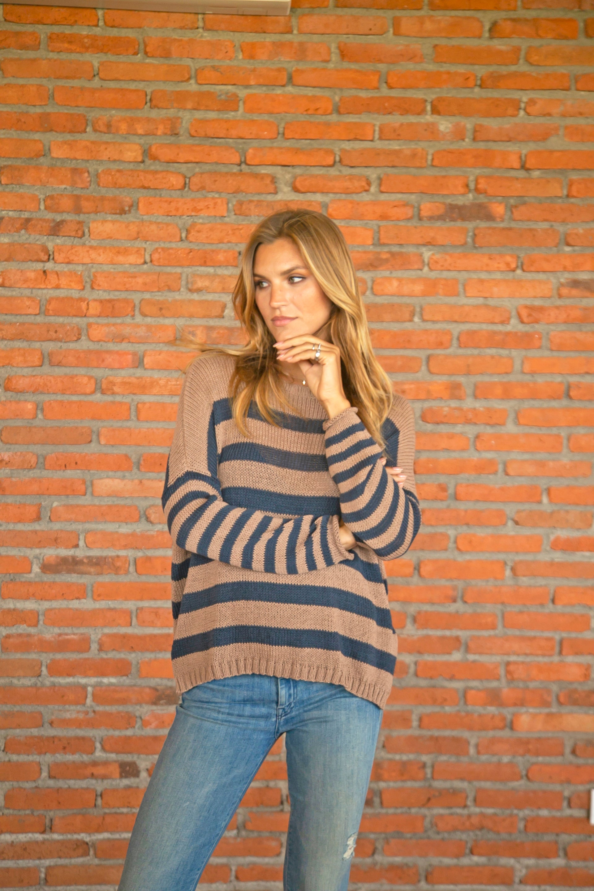 WOODEN SHIPS Taylor Striped Sweater