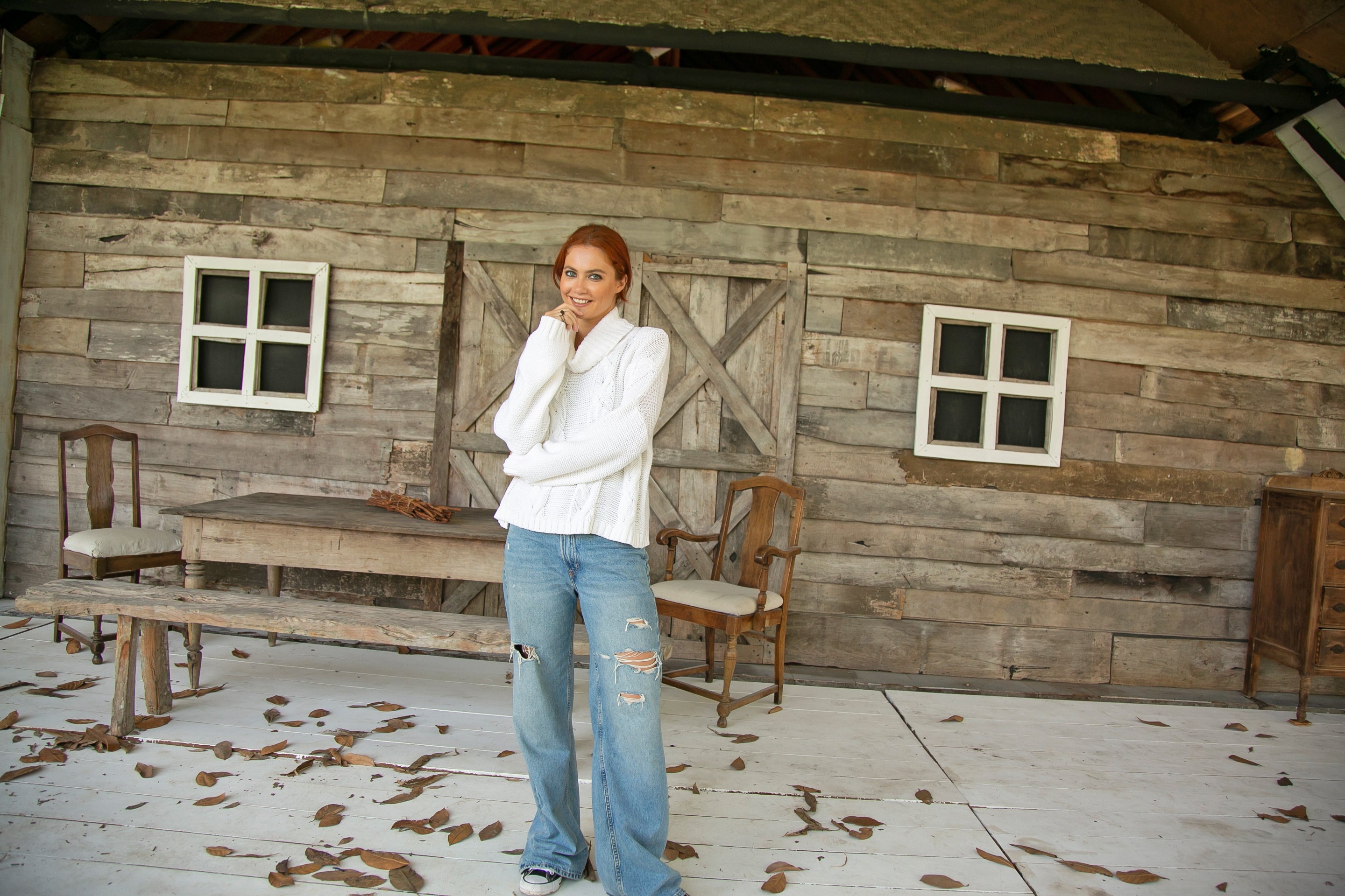 WOODEN SHIPS Cider House Cropped Turtleneck Sweater