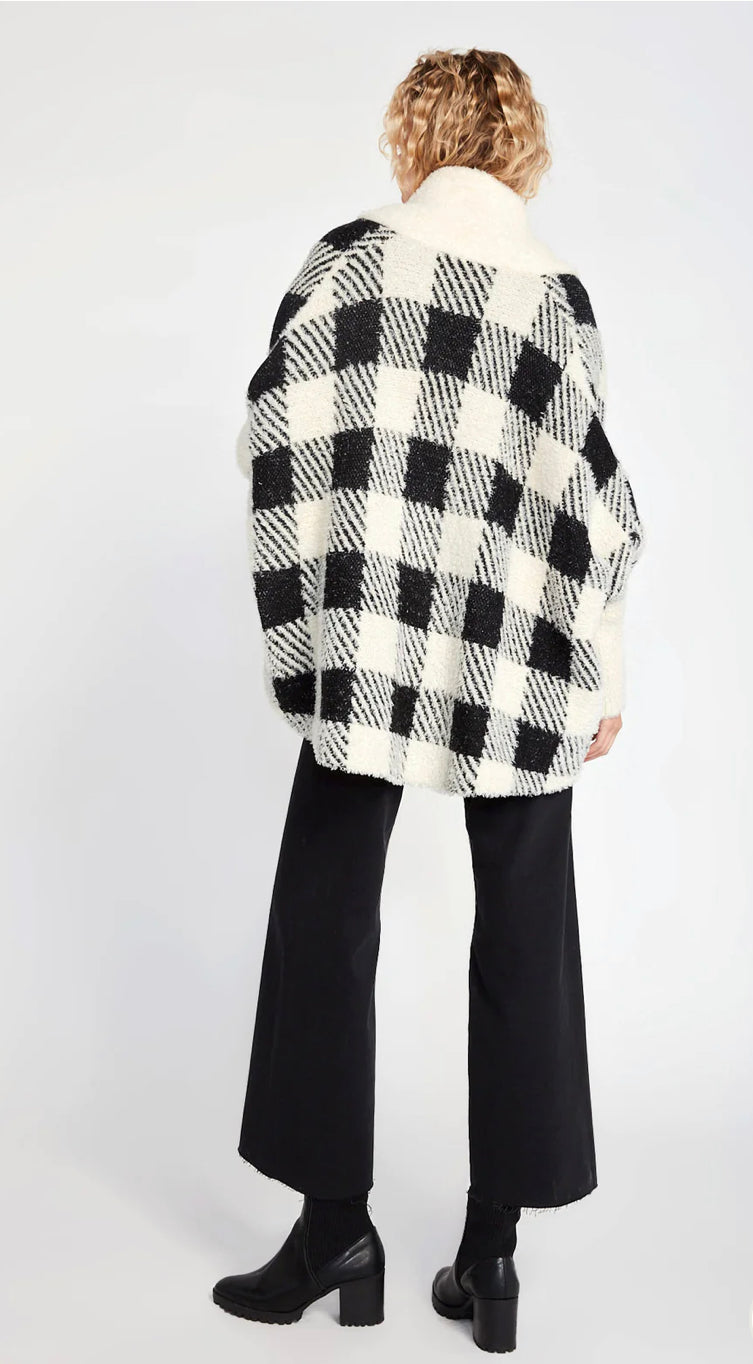 Look by M Checkered Cape Cardigan