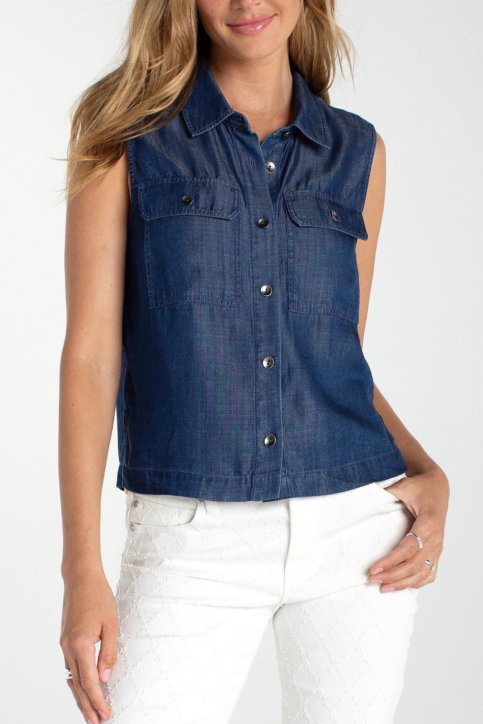 LPLA Sleeveless Button Front top