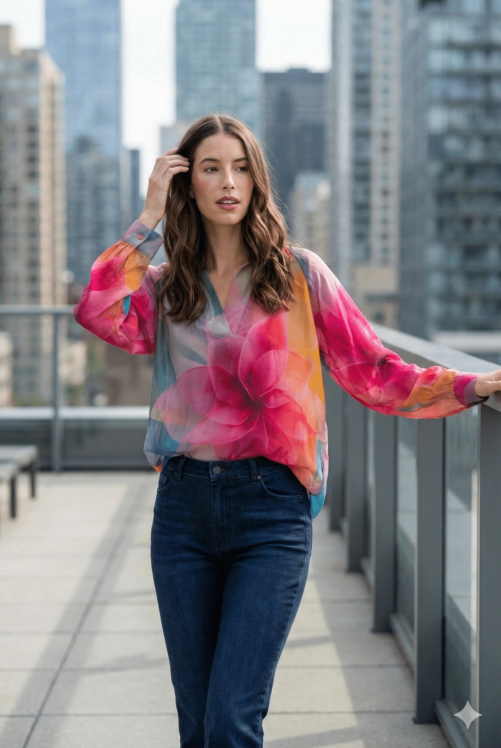 APNY Watercolor Bloom Blouse