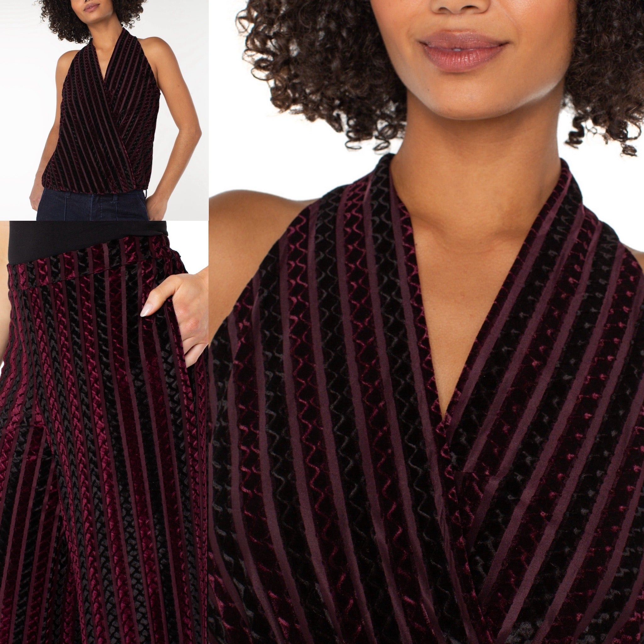 LPLA Burgundy & Black Stripe Pant