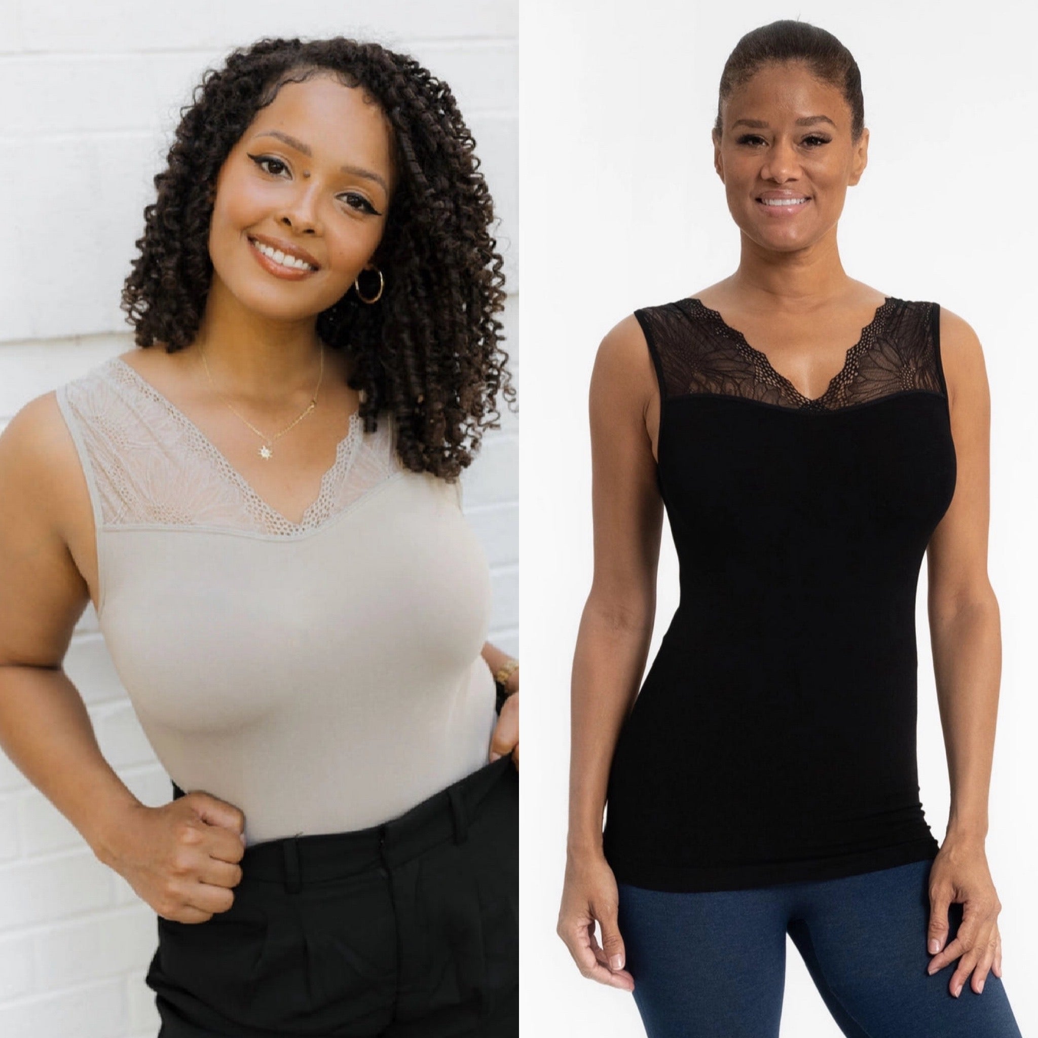 Elietian lace inset reversible layering top