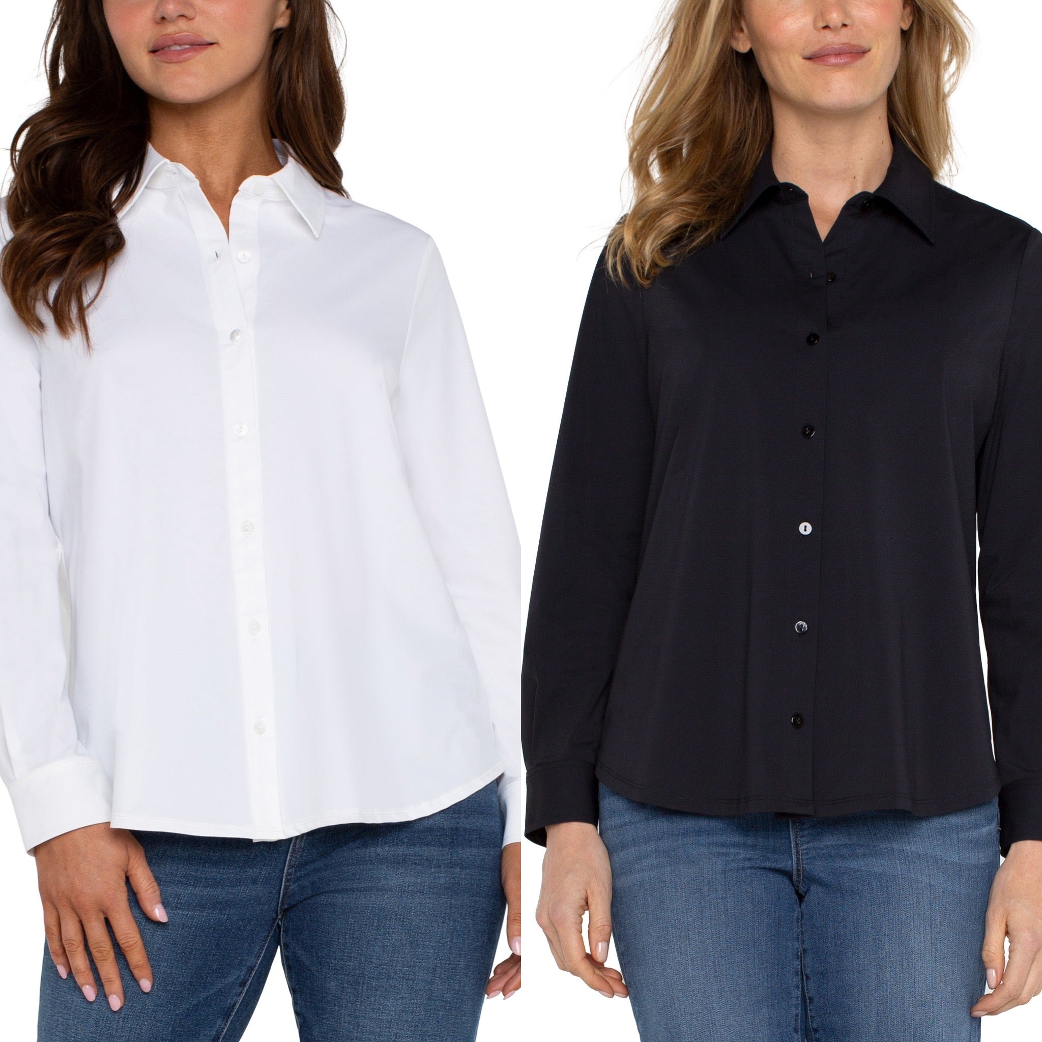 LPLA Long Sleeve button front tech stretch blouse