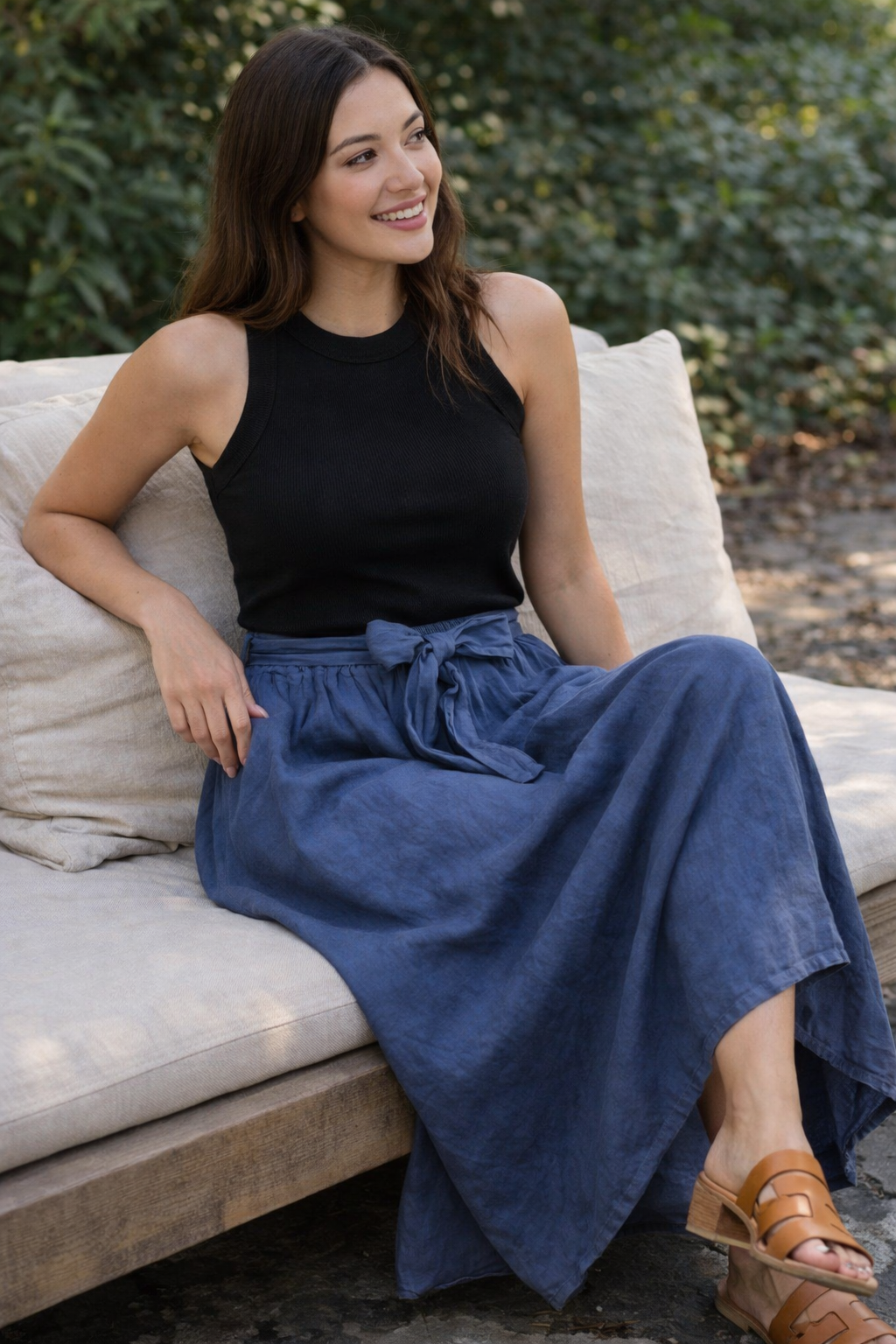 Angie A Line Linen Skirt