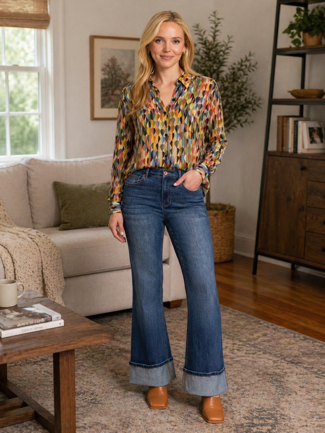 APNY Olive Multi Blouse