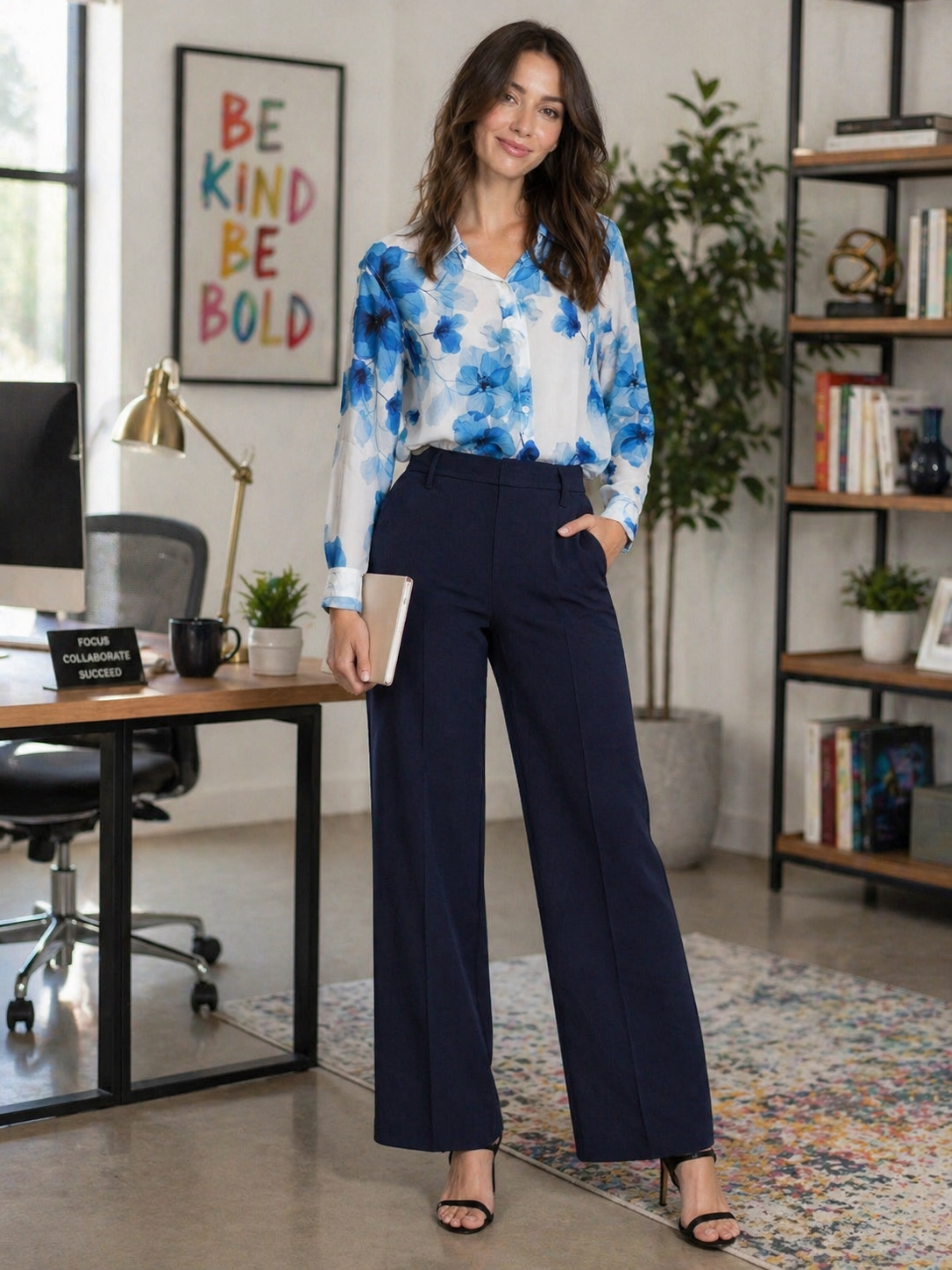 APNY Sky Bloom Button Up Blouse