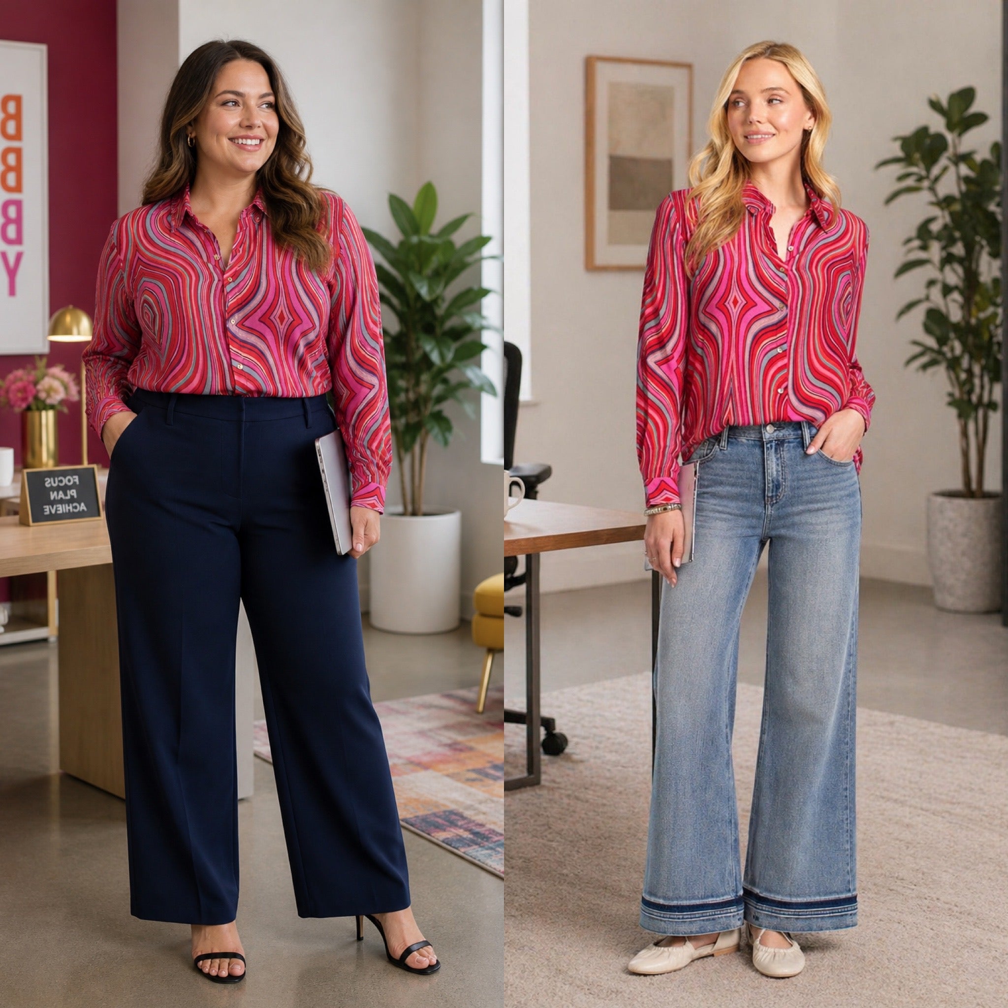 APNY Multi Berry Button Up Blouse