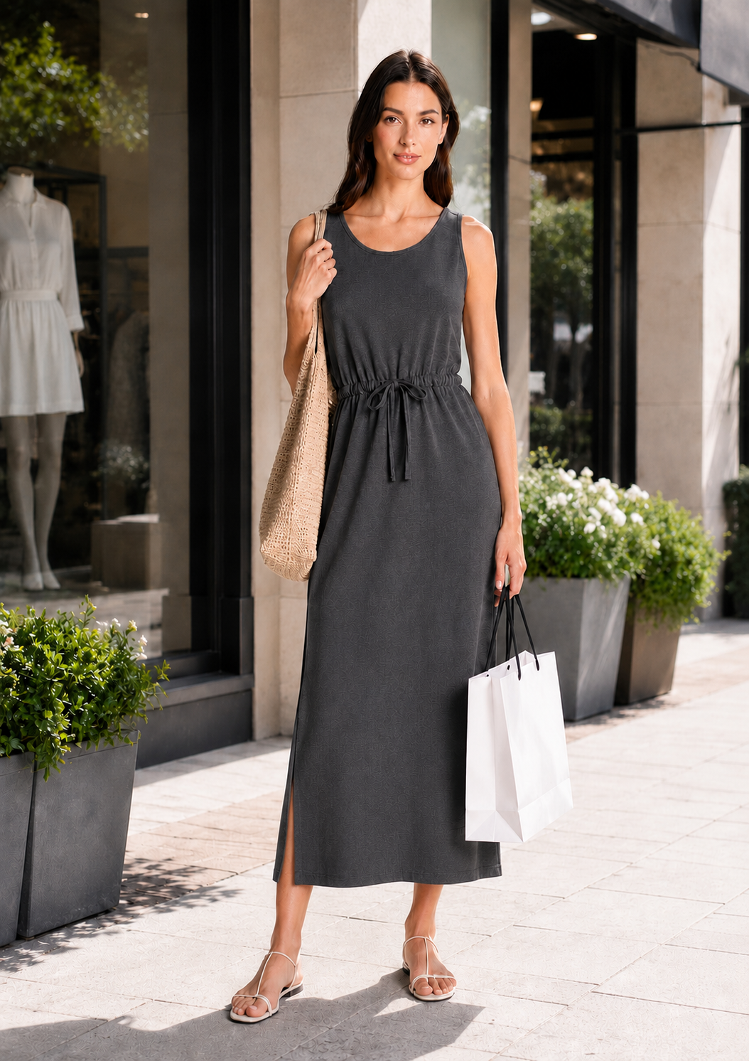Spanx AE drawstring maxi tank dress