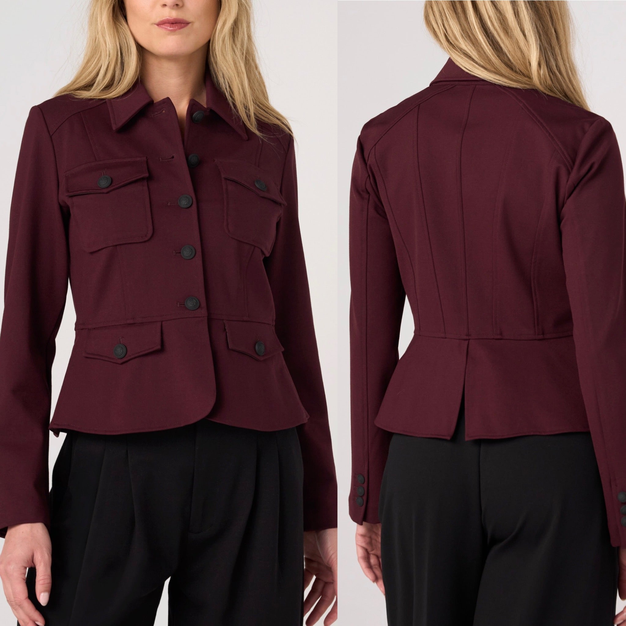 LPLA Dark Oxblood Peplum Jacket