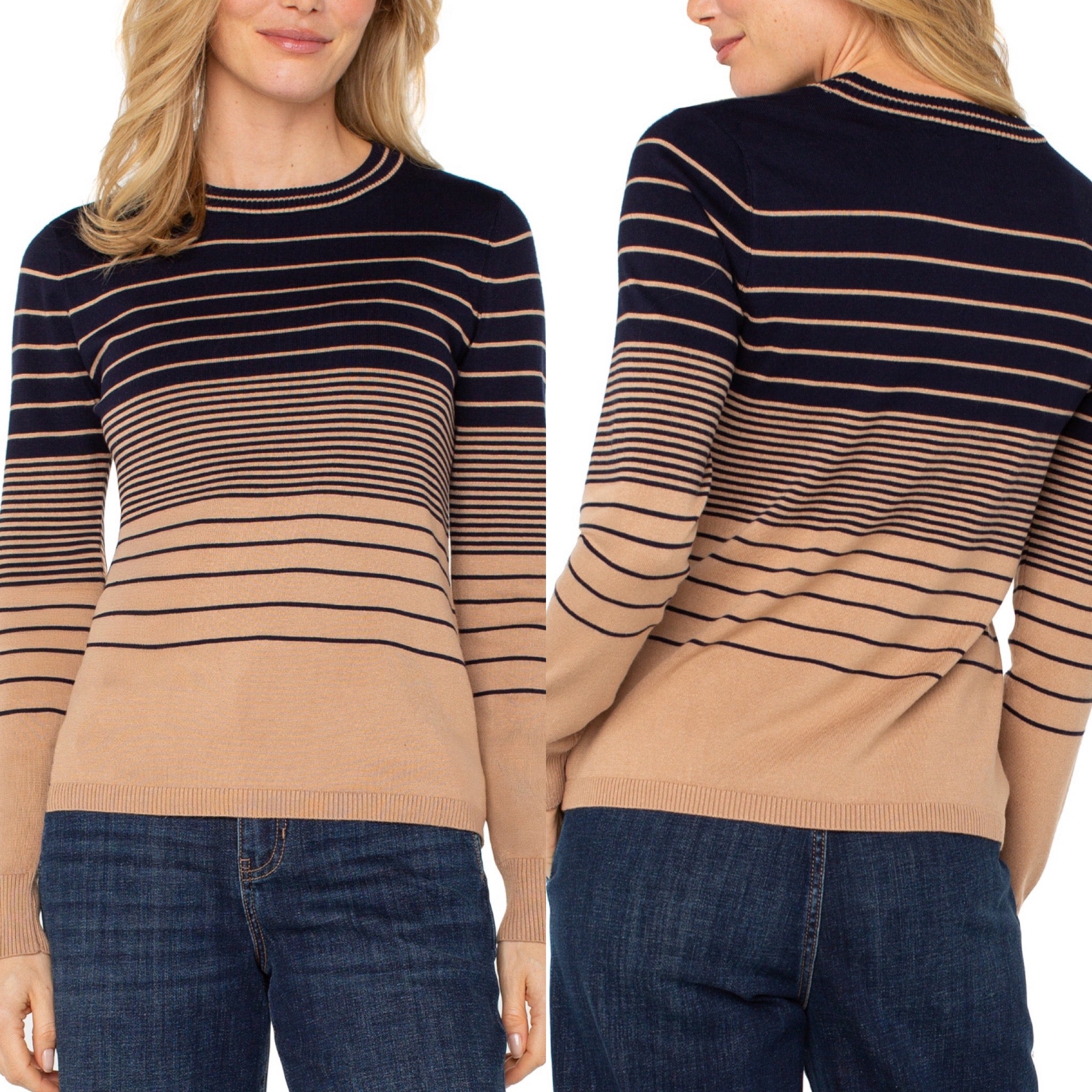 LPLA Navy Stripe Crew Neck Sweater