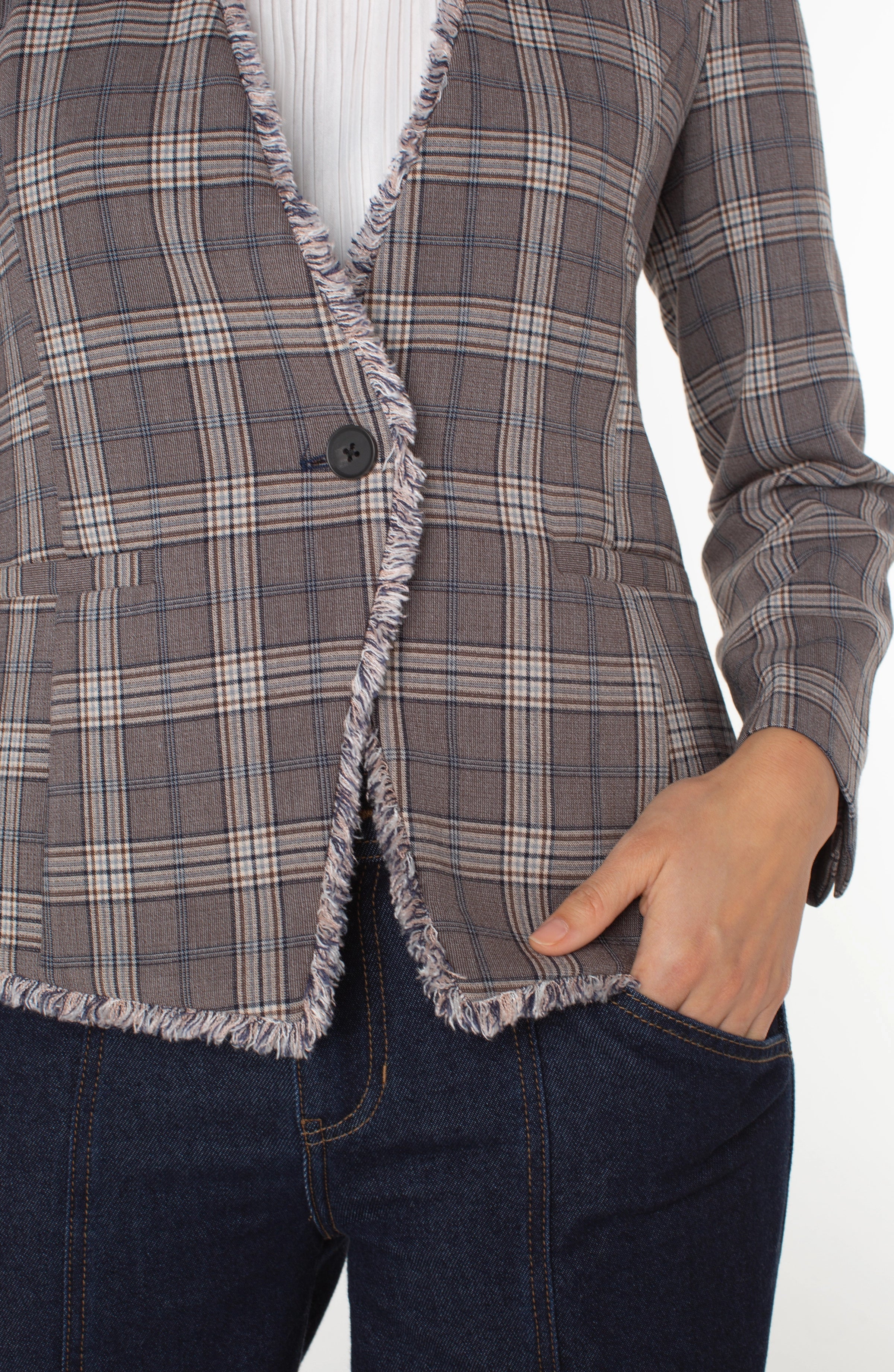 LPLA Glencheck Blazer with Fray