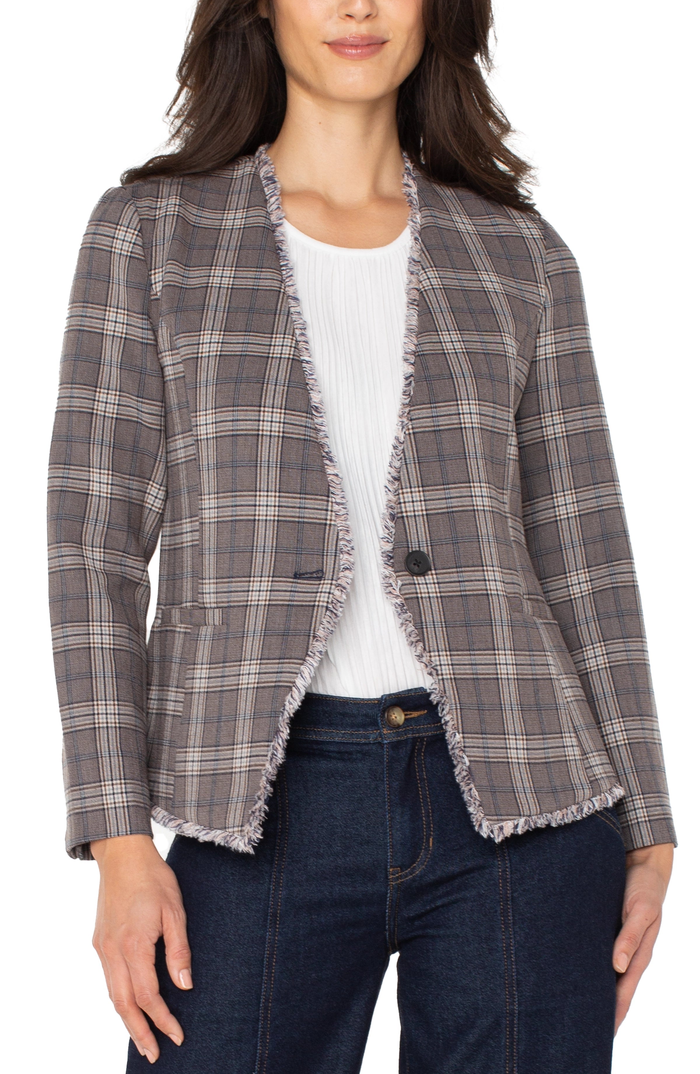 LPLA Glencheck Blazer with Fray