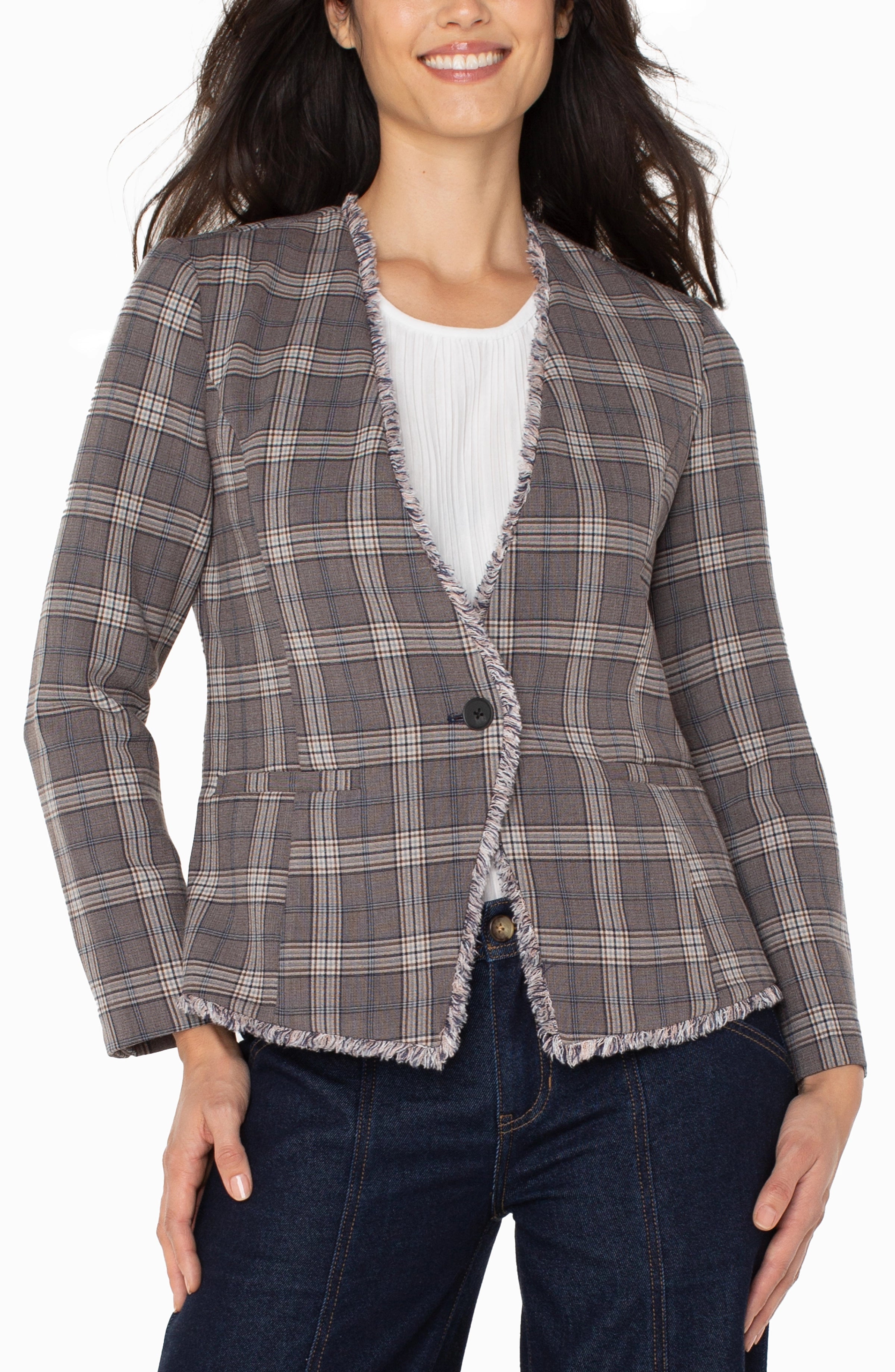 LPLA Glencheck Blazer with Fray