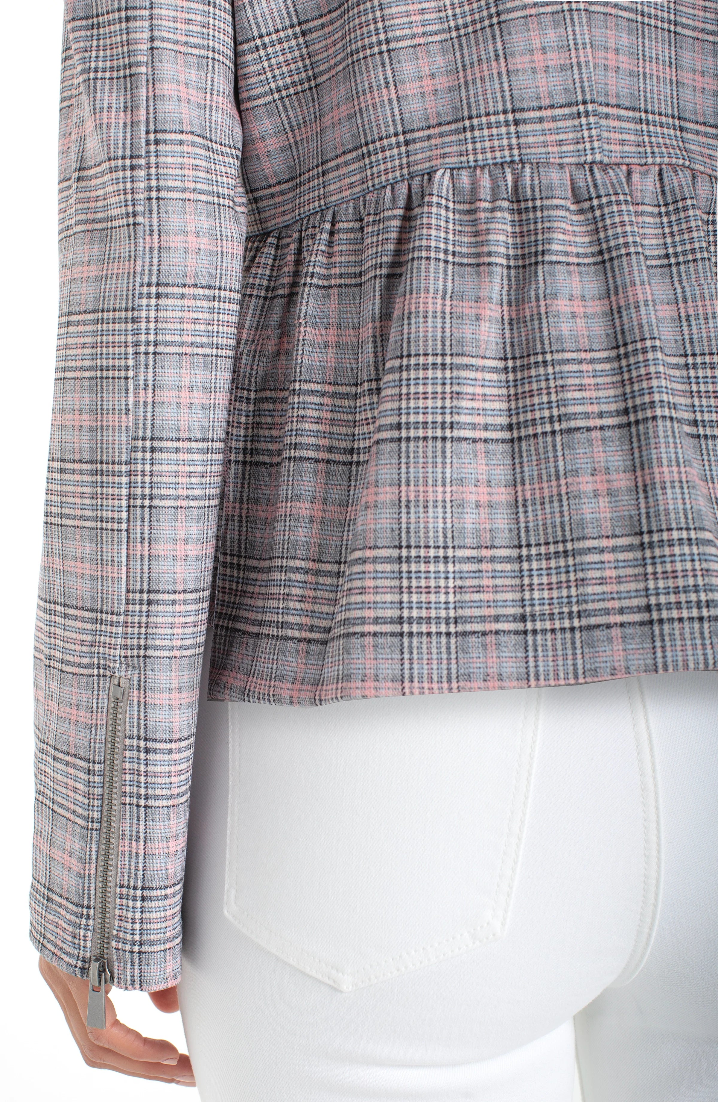 LPLA Blush Plaid Peplum Jacket