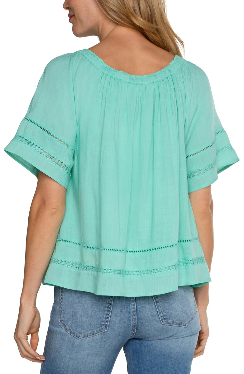 LPLA Mint Blouse with Cropped Bell Sleeve