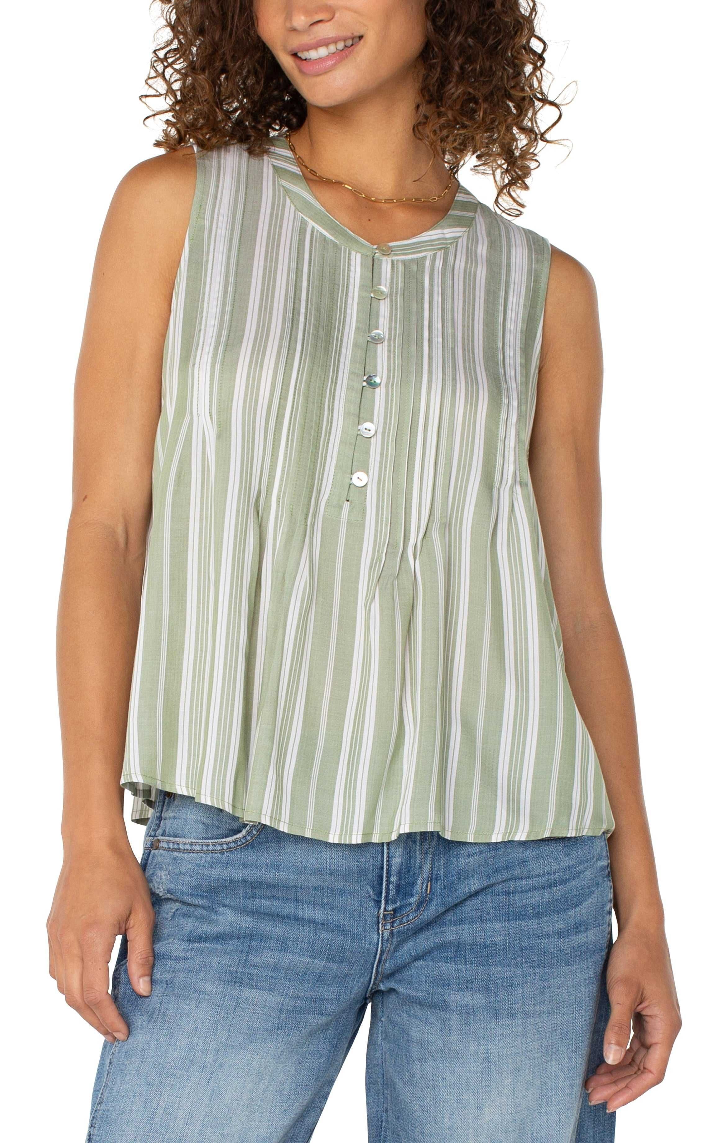 LPLA Green Stripe Sleeveless Blouse