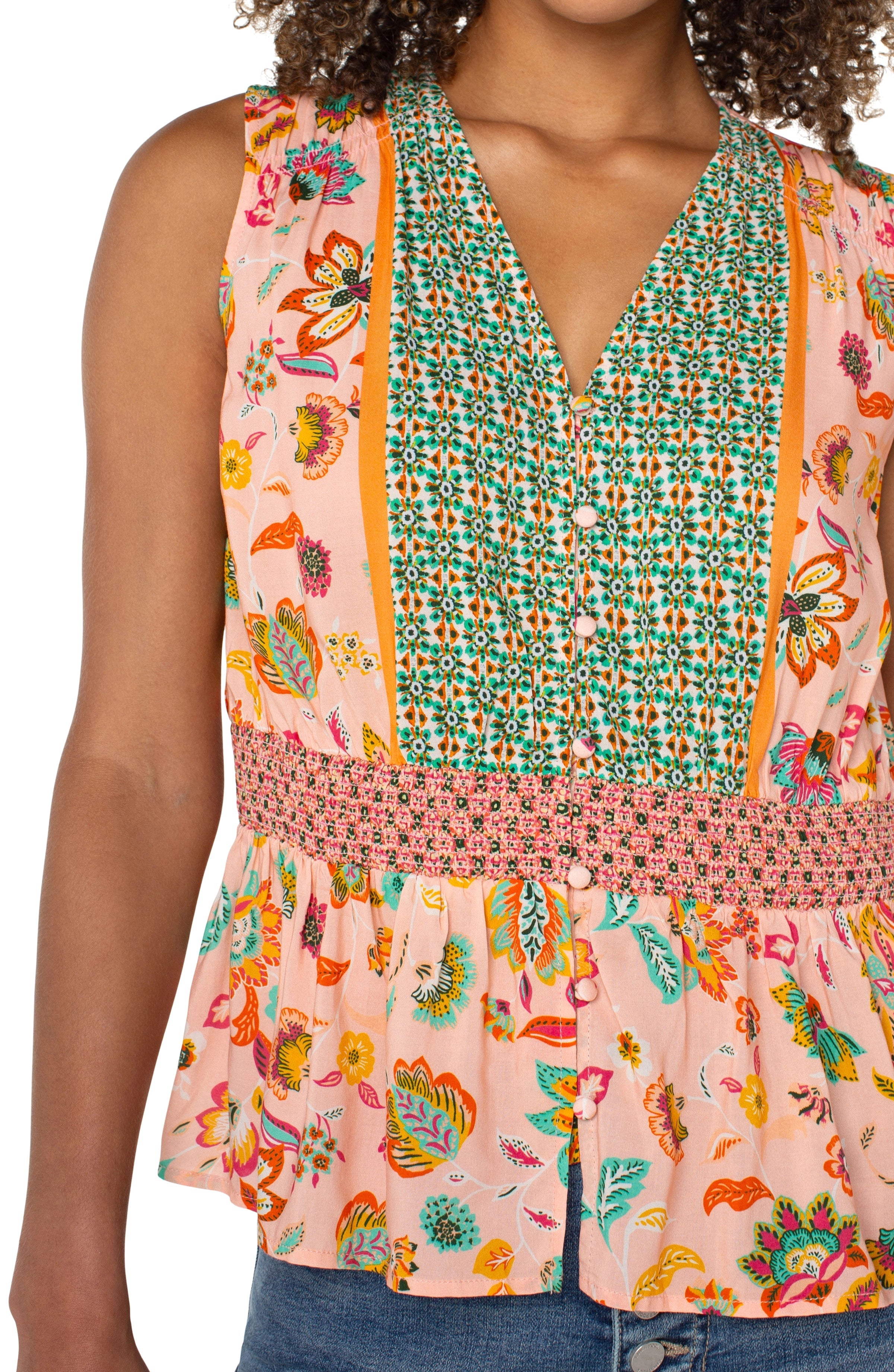 LPLA Pink & Green Multi Print Blouse