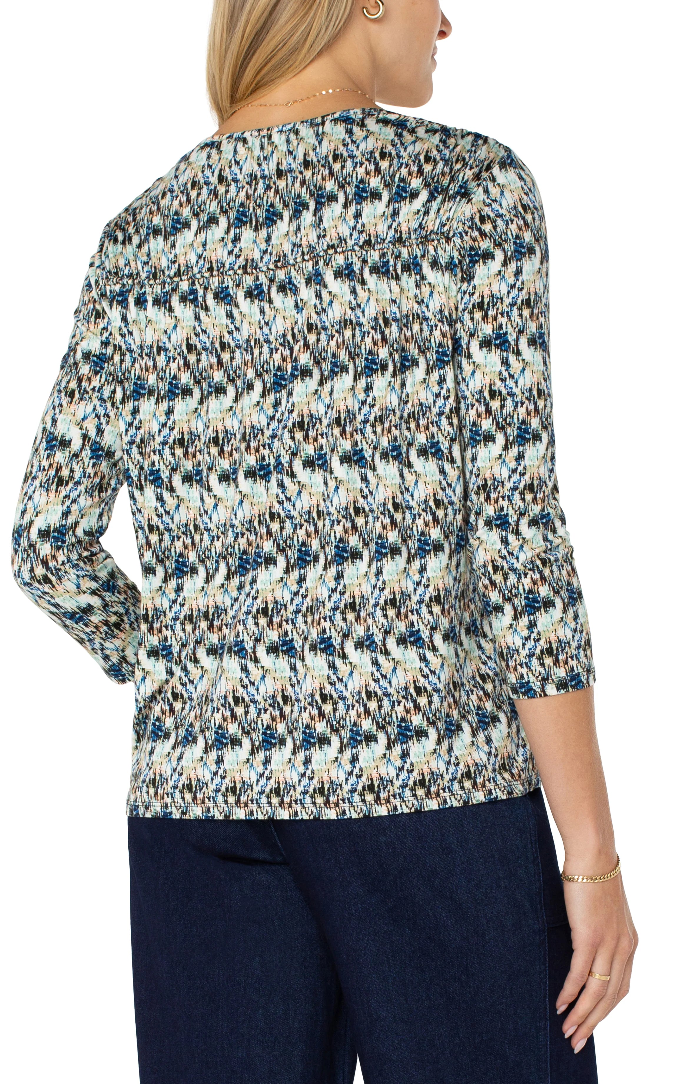 LPLA Blue Multi Texture Knit Top