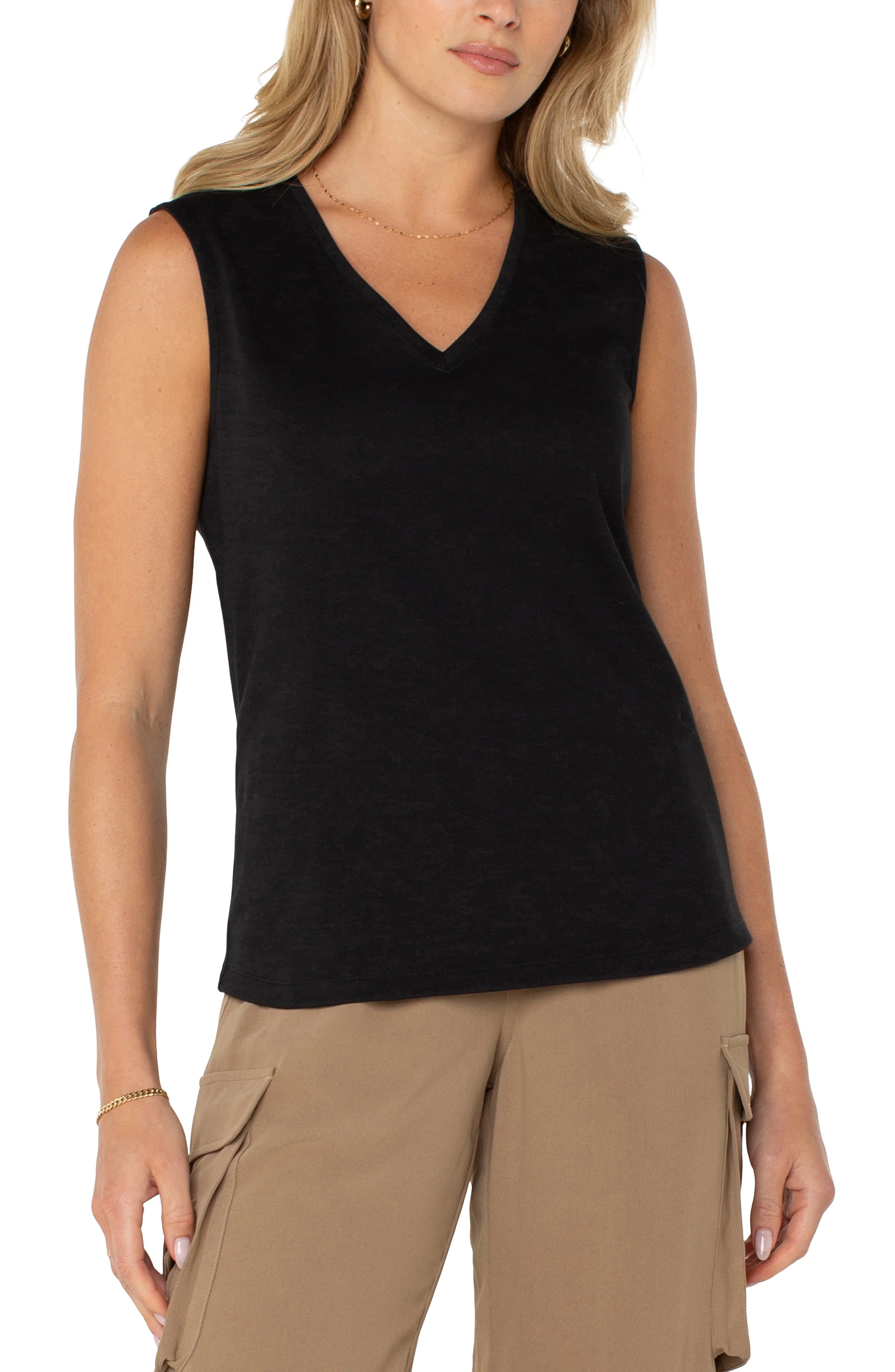 LPLA Sleeveless V Neck knit top