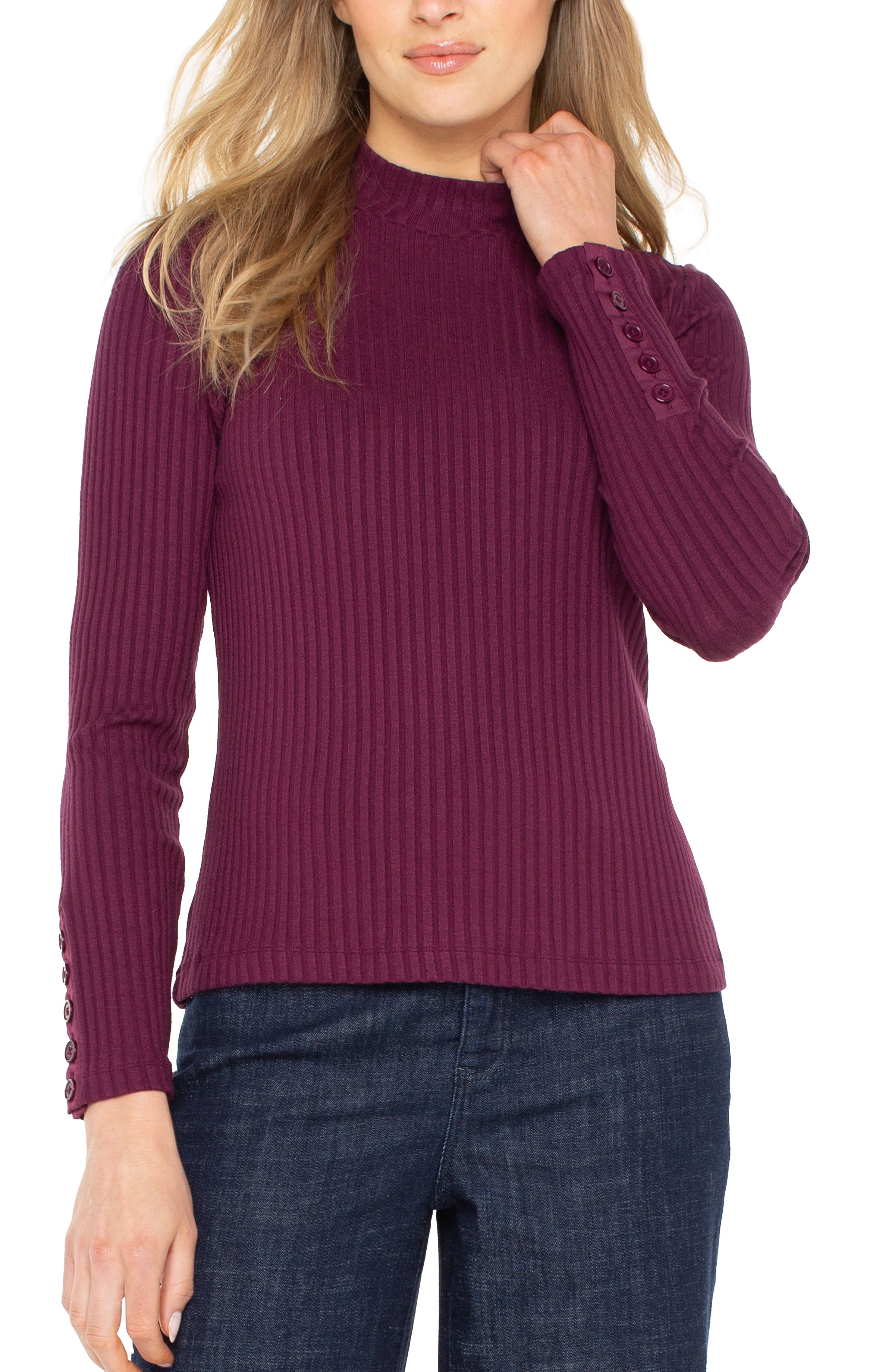 LPLA Long Sleeve Wineberry Mockneck