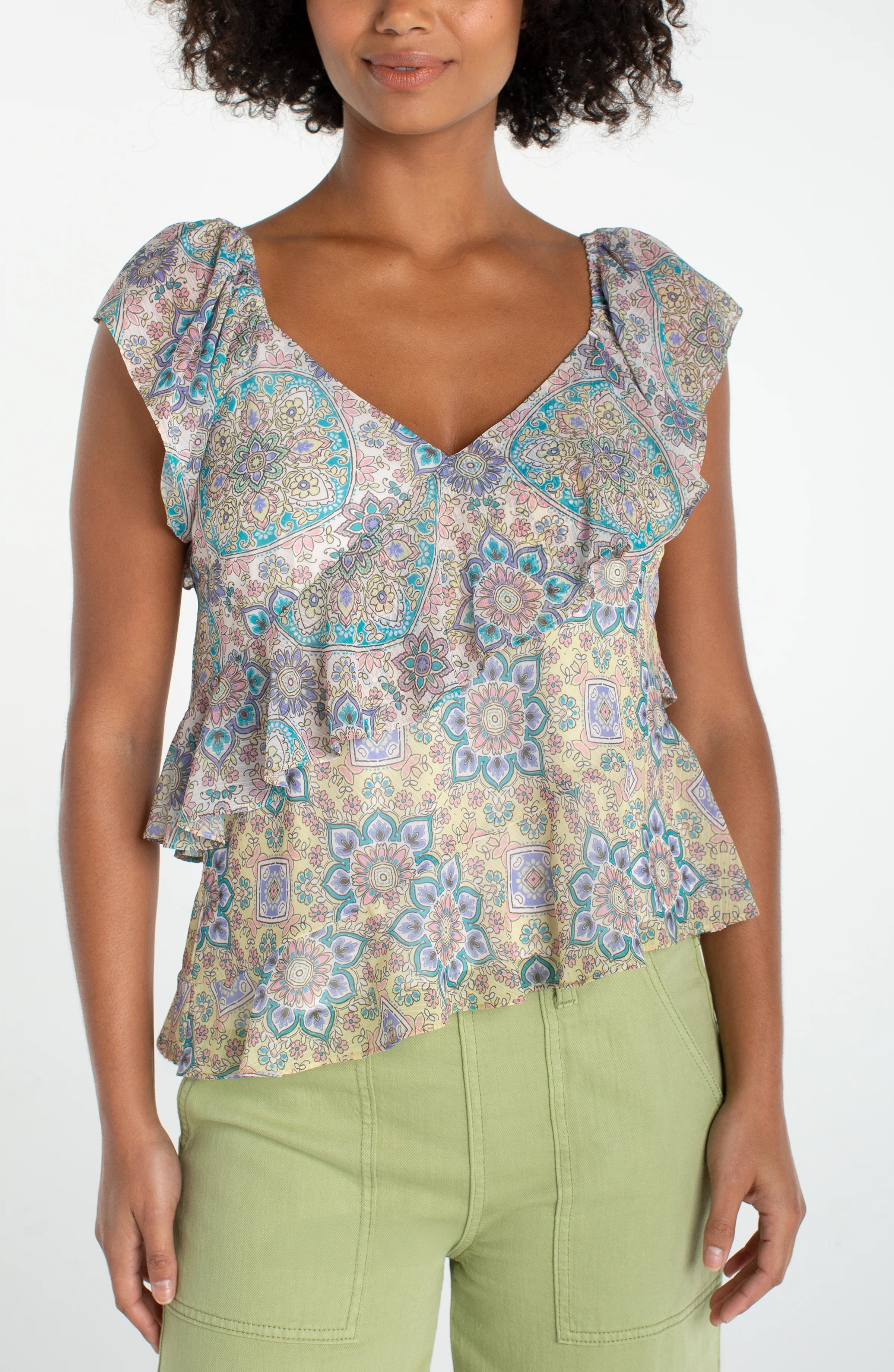 LPLA Citron Flutter Sleeve Blouse