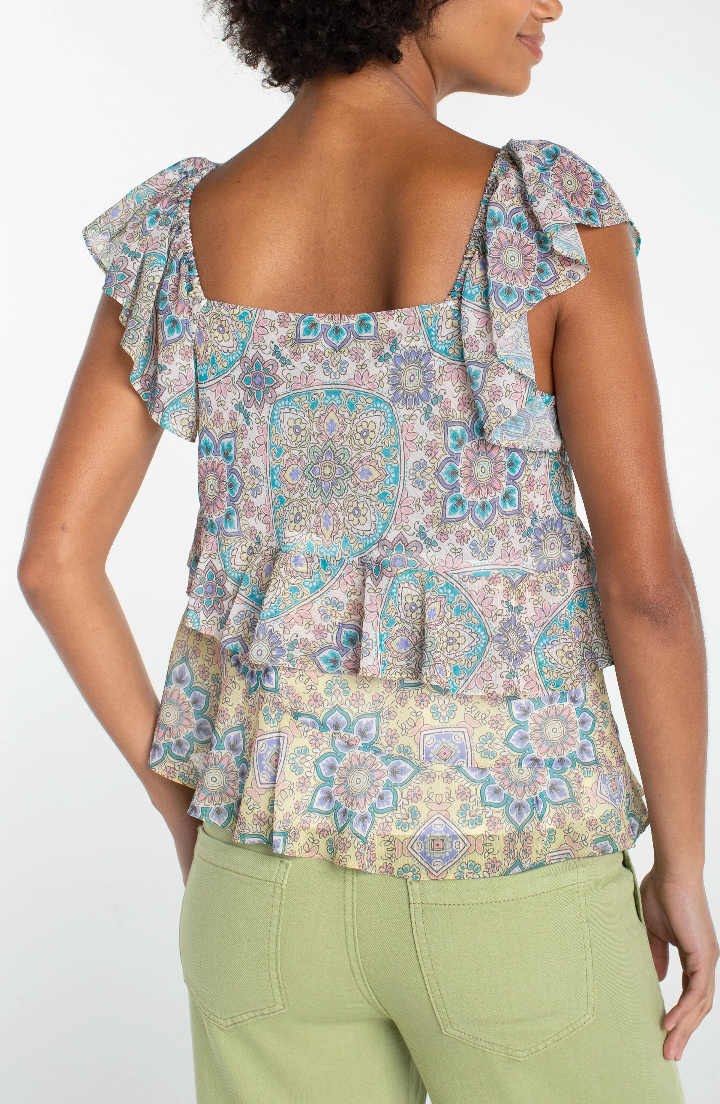 LPLA Citron Flutter Sleeve Blouse