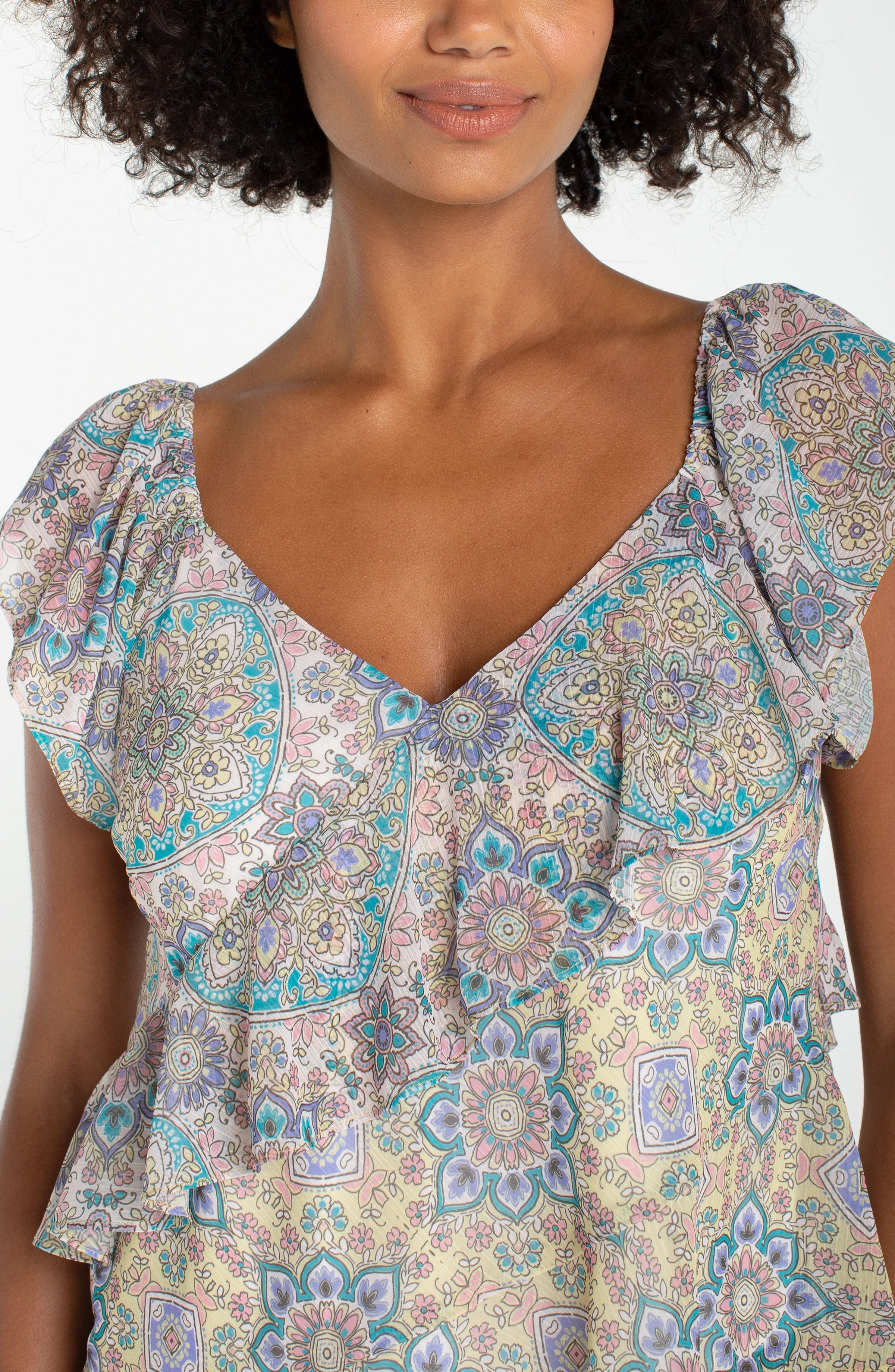 LPLA Citron Flutter Sleeve Blouse