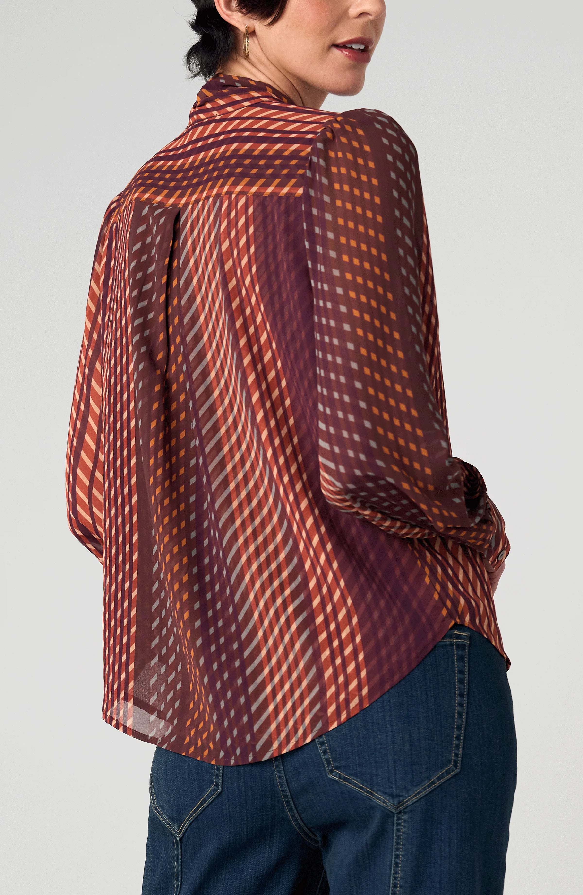 LPLA Burgundy Rust Blouse with Neck Tie