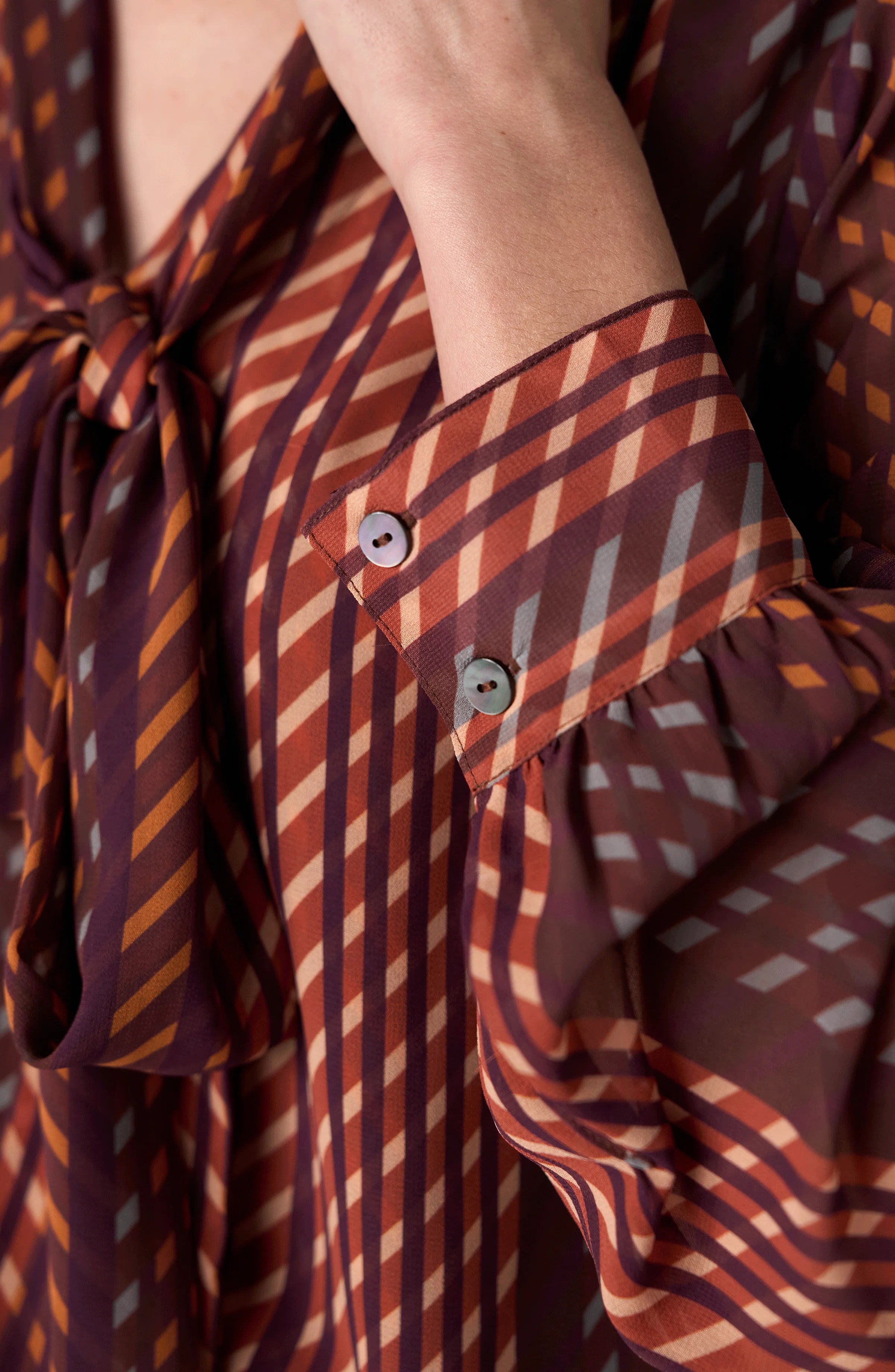 LPLA Burgundy Rust Blouse with Neck Tie