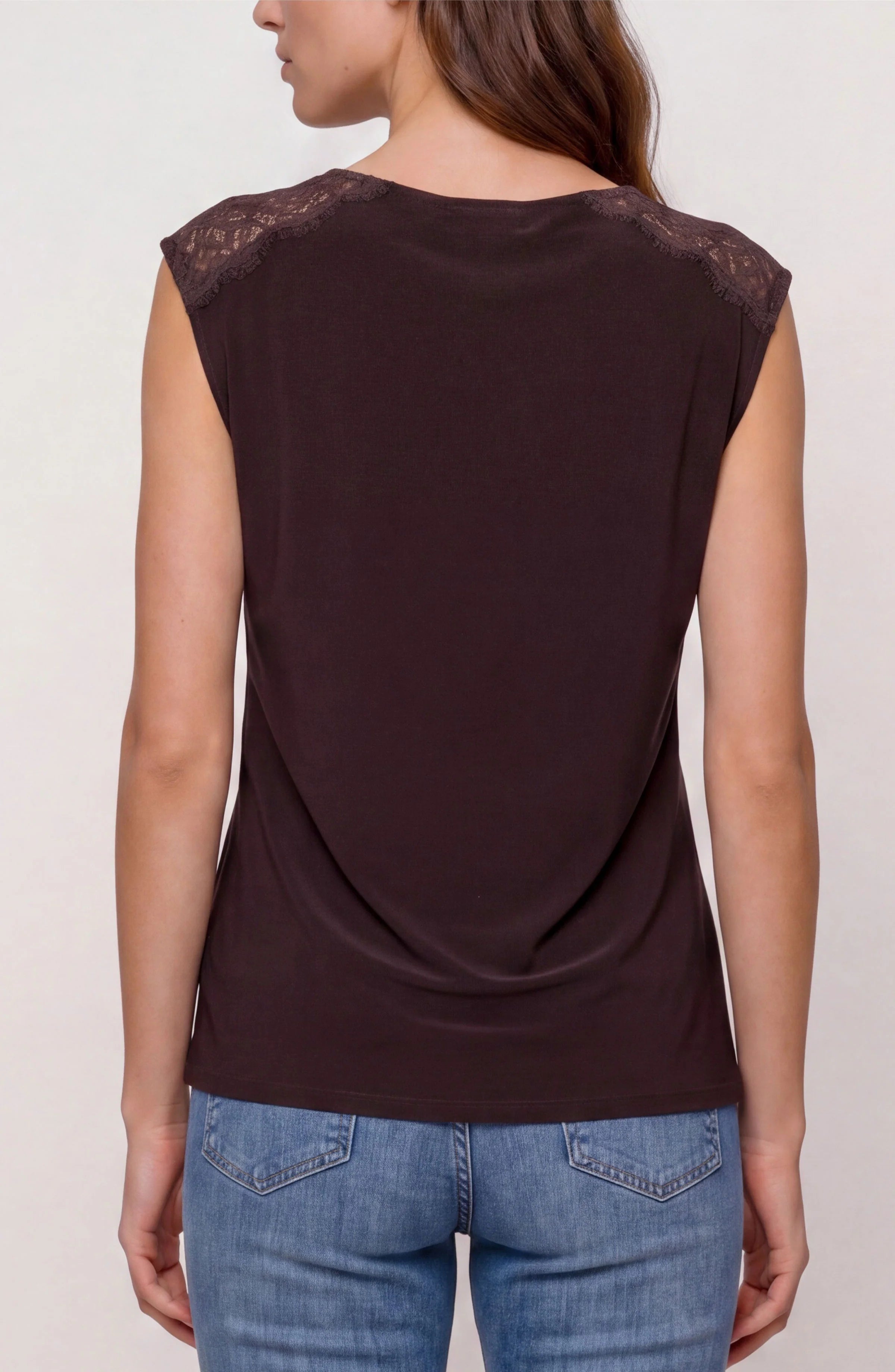 LPLA Draped Java Knit Top with Lace